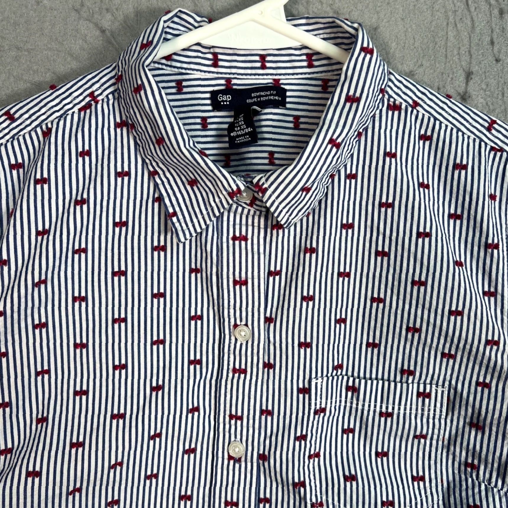Gap Gap Womens XS Boyfriend Fit Button-Up Shirt Blue & Red Striped Size XS / US 0-2 / IT 36-38 - 5 Thumbnail