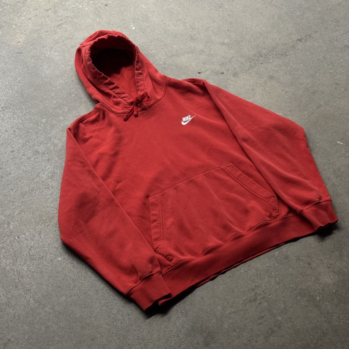 Vintage 90s Y2K Nike Mini Swoosh Red Hoodie Fits Large