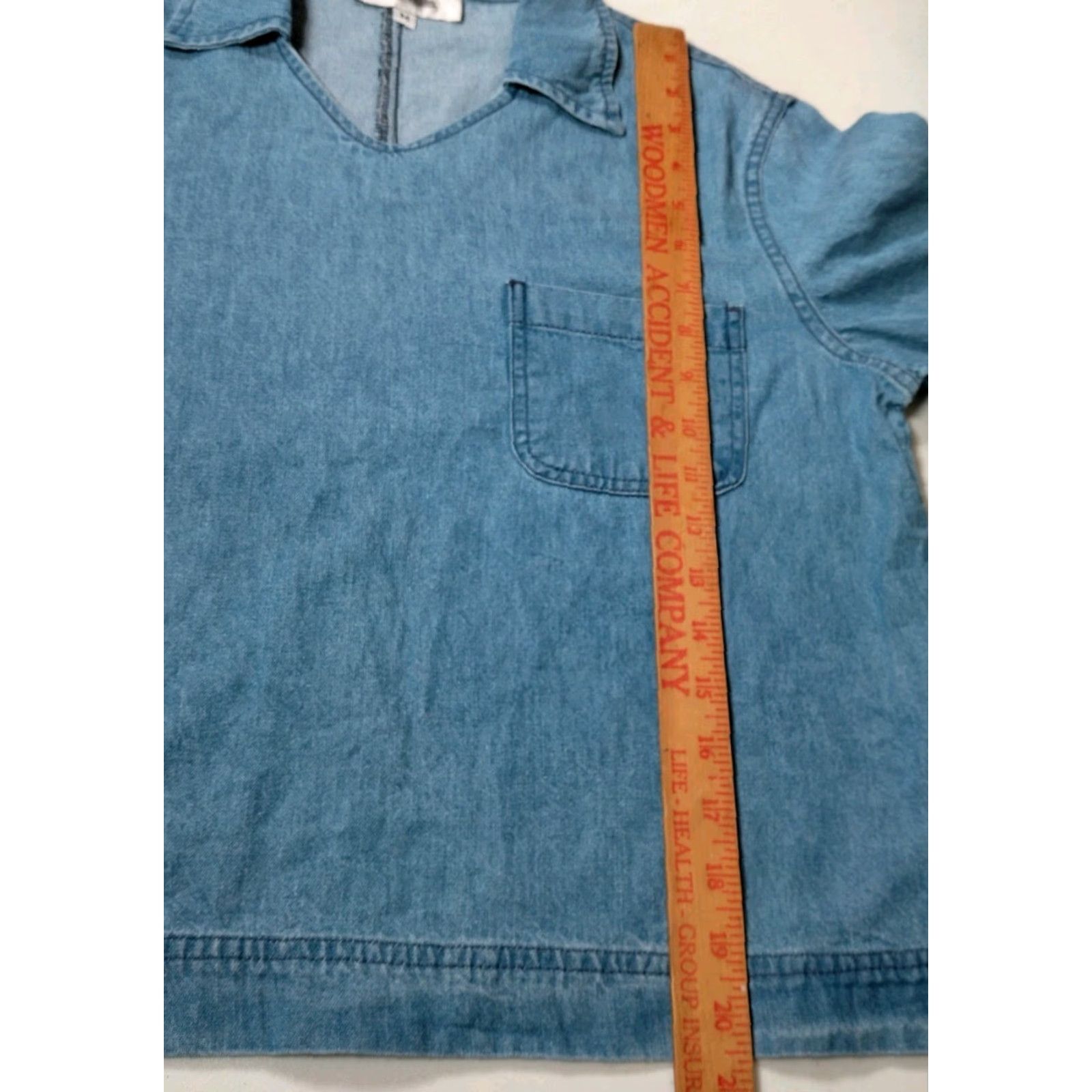 J. Jill VINTAGE J Jill Shirt Women M Blue Chambray Long Sleeve Collared V-Neck Classic USA Size M / US 6-8 / IT 42-44 - 4 Thumbnail