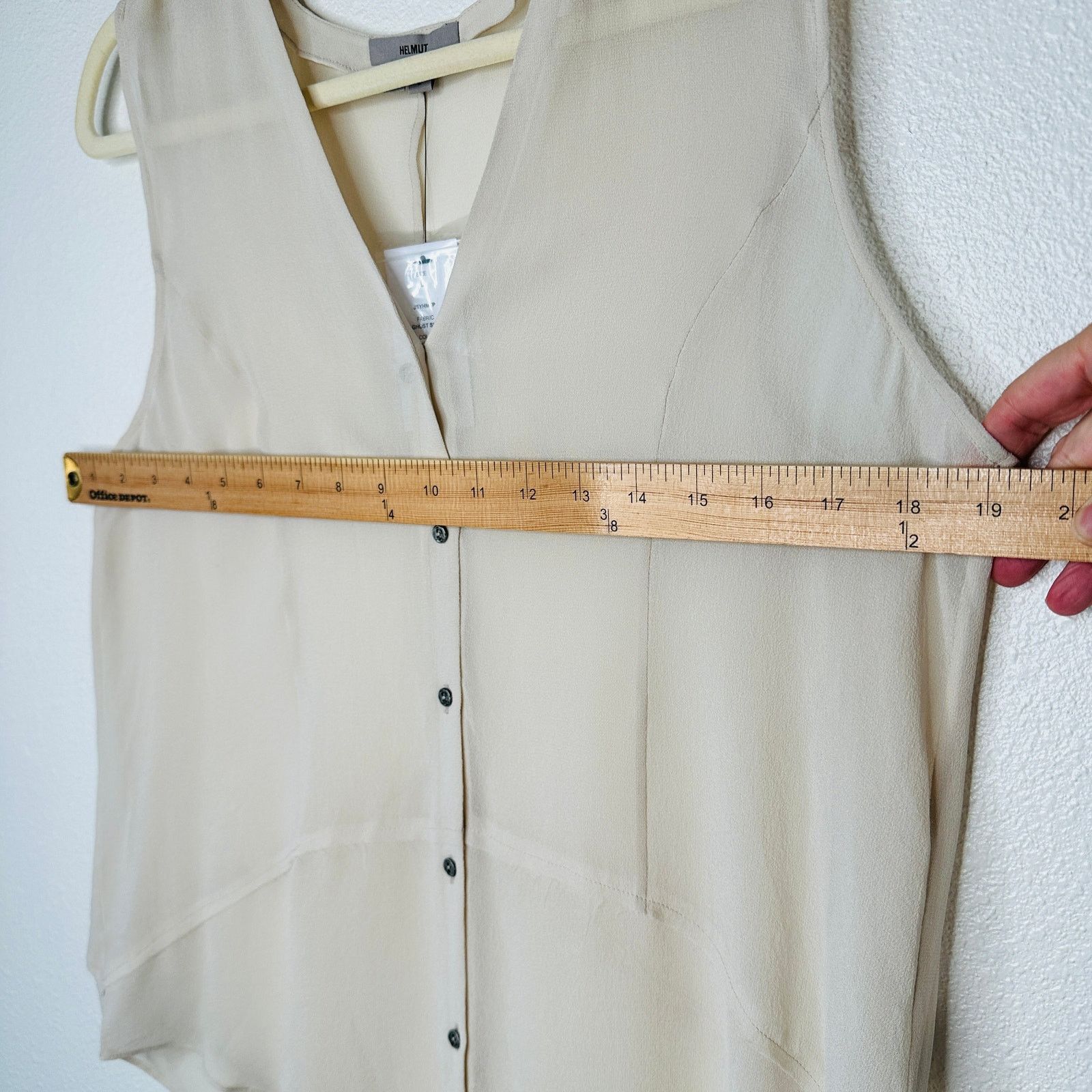 Other NWT Helmut Ghost 100% Sheer Silk in Salt V-Neck Blouse L Size L / US 10 / IT 46 - 12 Thumbnail