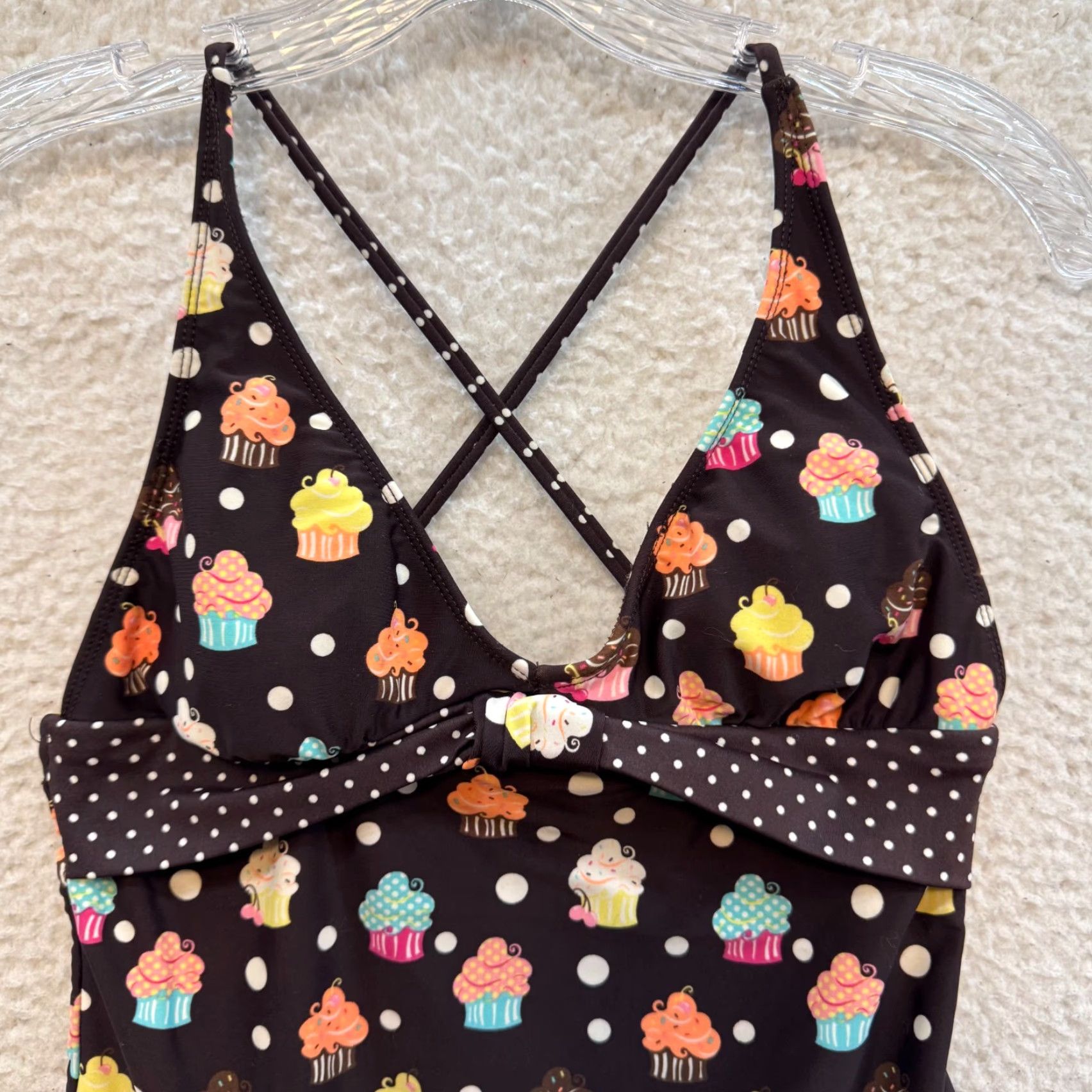 Vintage VINTAGE Y2K One Piece Swimsuit Bathing Suit Brown Cupcakes Monokini S Womens Fits S/M Hobie Size S / US 4 / IT 40 - 3 Thumbnail