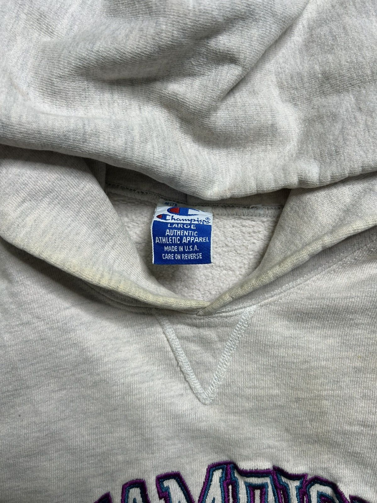 Champion Vintage 90s Champion Sweatshirt Hoodie Spellout Grey USA Size US L / EU 52-54 / 3 - 5 Thumbnail