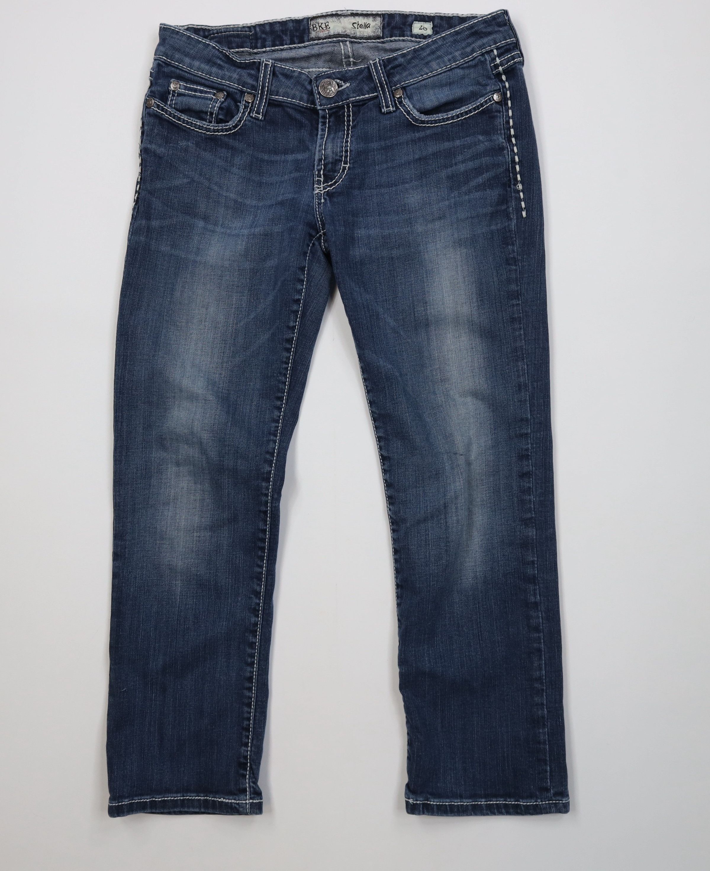 Vintage Buckle BKE Stitch Stella Cropped Flared Denim Jeans Blue Size 28" / US 6 / IT 42 - 1 Thumbnail
