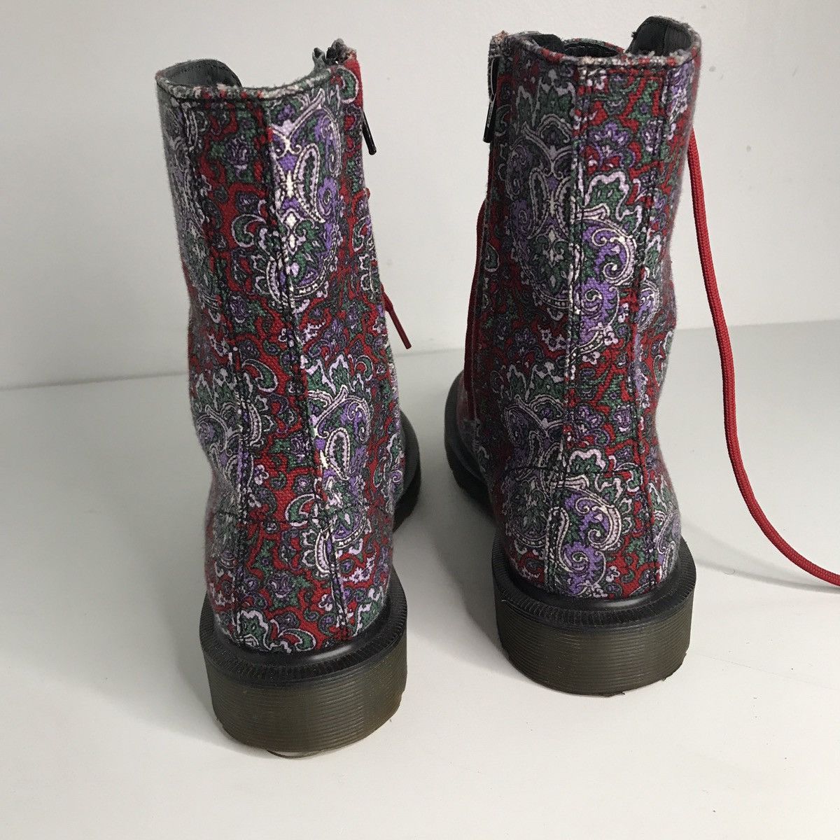 Dr. Martens × Y's Dr Martens For Y’s Floral Blue With Red Laces Gum Bottom 7 Size US 7 / IT 37 - 4 Thumbnail