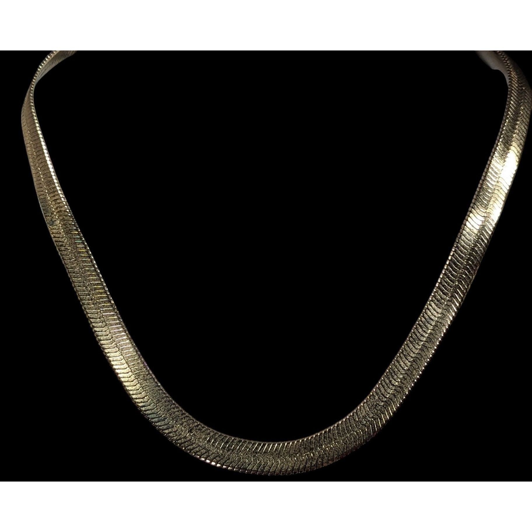 Other Classic Elegant Wide Herringbone Gold Tone Chain Necklace Size ONE SIZE - 2 Thumbnail