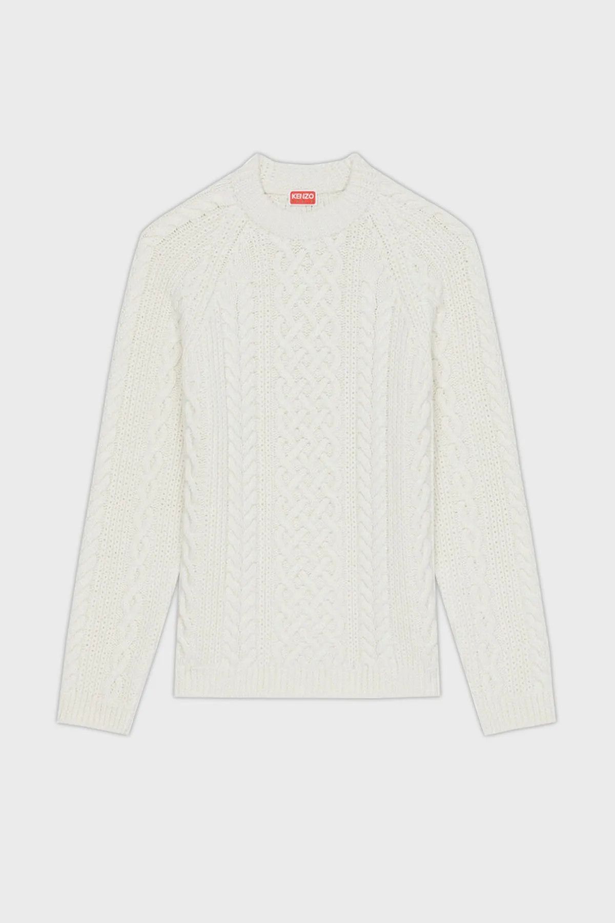 Kenzo o1mle0624 Crewneck Cable-Knit Jumper in White Size US L / EU 52-54 / 3 - 1 Thumbnail