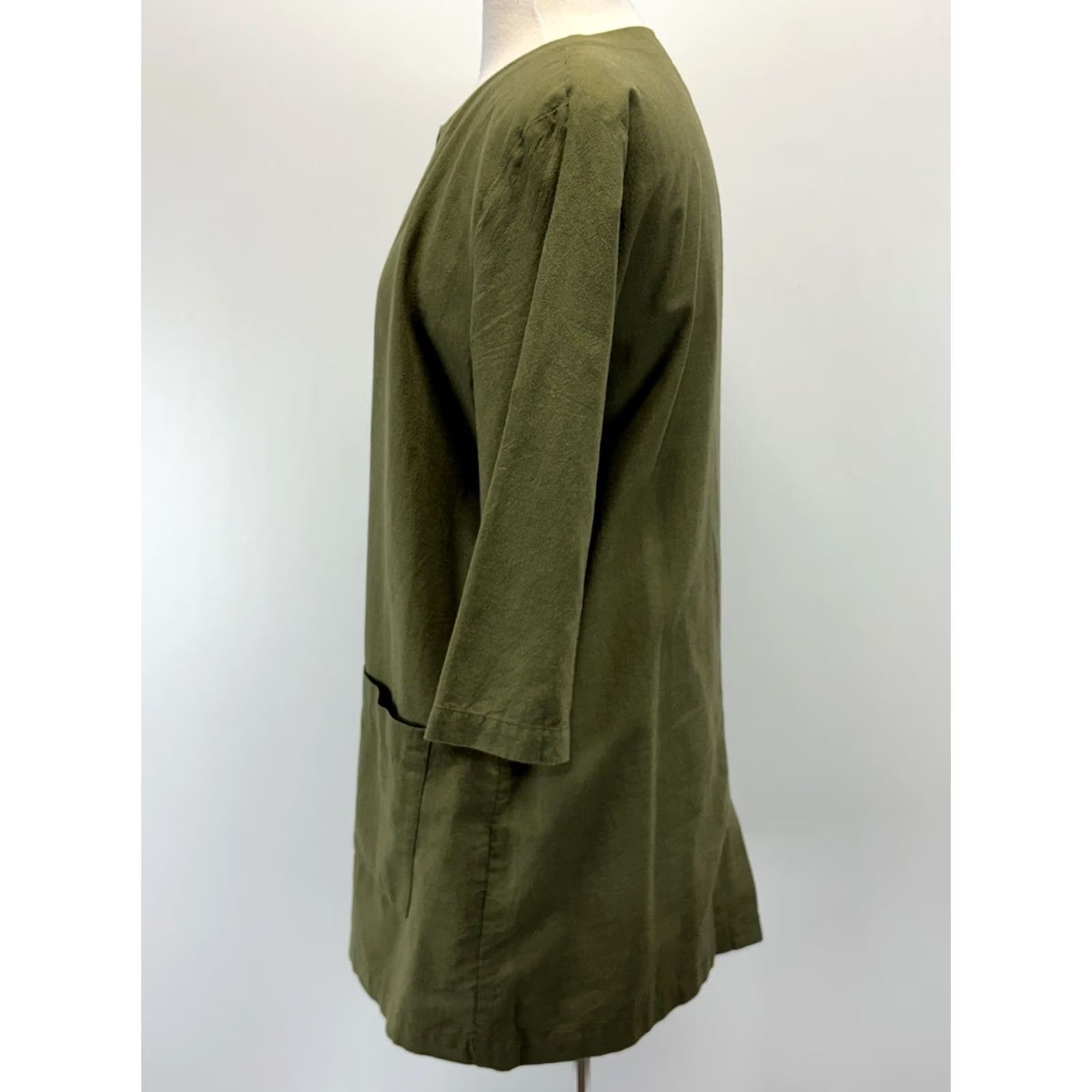 Eileen Fisher Eileen Fisher Jacket Women’s M Green Pockets Organic Cotton Lagenlook Minimalist Regular Open Front 3/4 Sleeve Casual Size M / US 6-8 / IT 42-44 - 2 Thumbnail