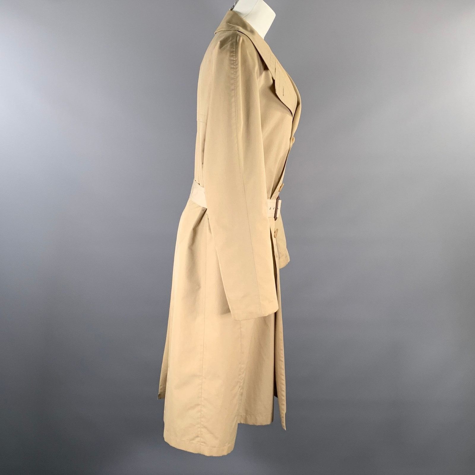 Cerruti 1881 CERRUTI Size S Khaki Cotton Blend Belted Trench Coat Size S / US 4 / IT 40 - 2 Thumbnail