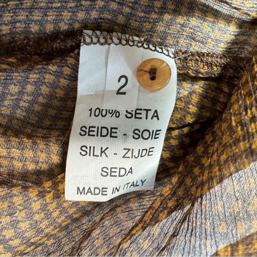 Other Ipse Gazebo Silk Long Sleeve Gingham Print Brown Blouse Mad Size S / US 4 / IT 40 - 8 Thumbnail