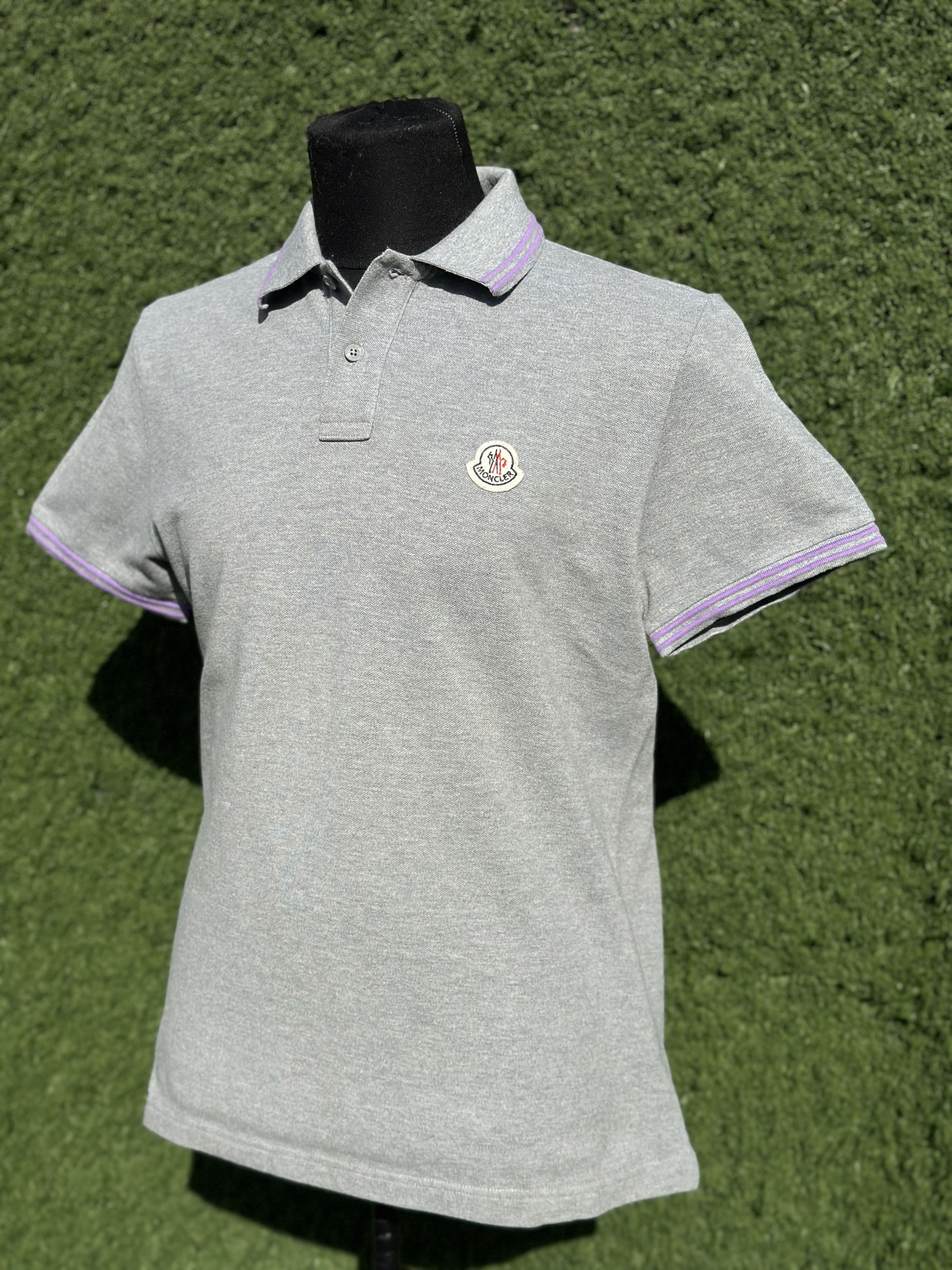 Moncler Moncler Classic Pique Polo Shirt Logo Patch Gray Size XL Size US XL / EU 56 / 4 - 6 Thumbnail