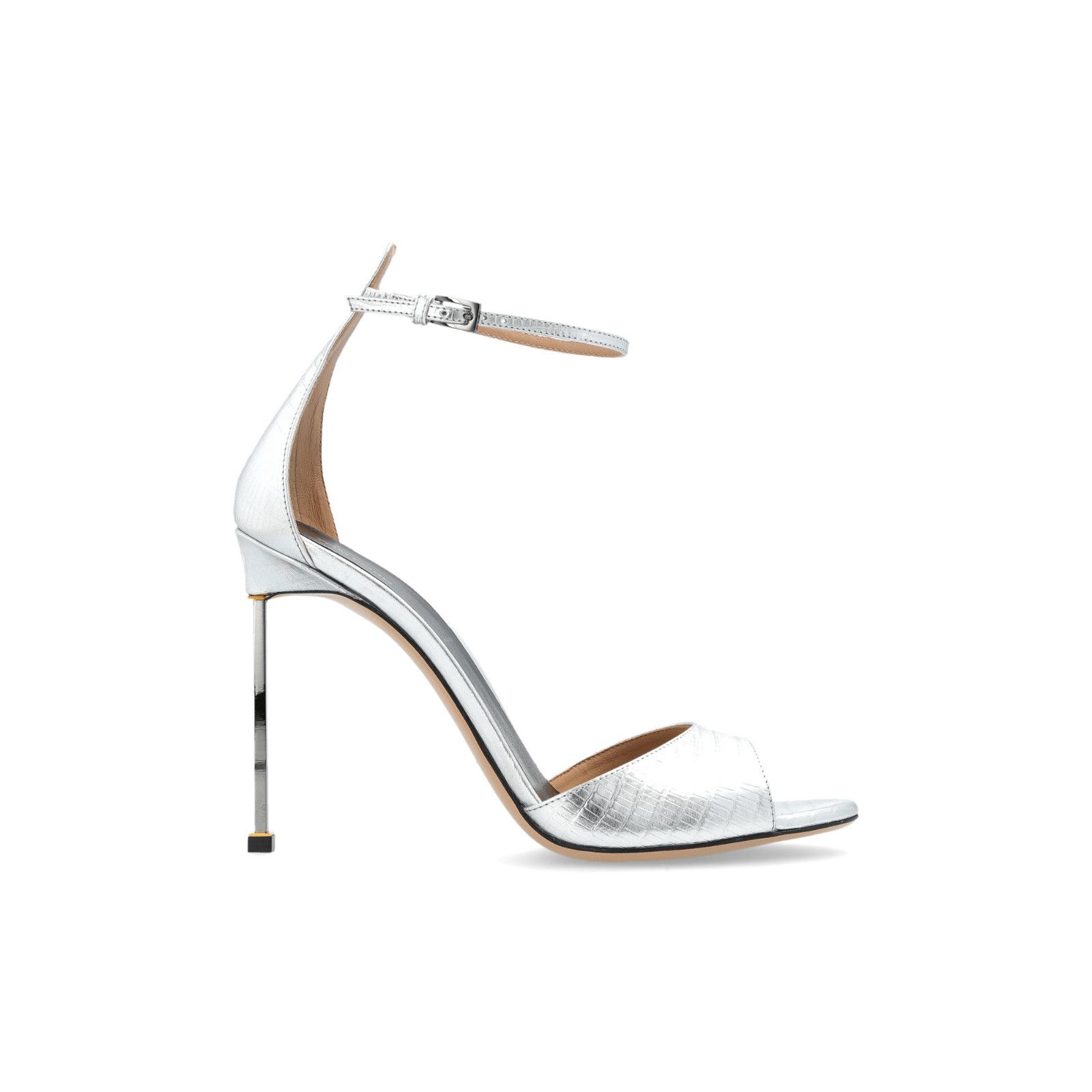 TOM FORD Silver Leather 115mm Heel Sandals New & Authentic (