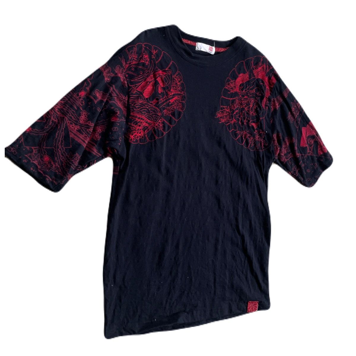 Japanese Brand 2000s Japanese Sukajan Yakuza Tattoo 3/4 Sleeve Tee Size US S / EU 44-46 / 1 - 3 Thumbnail