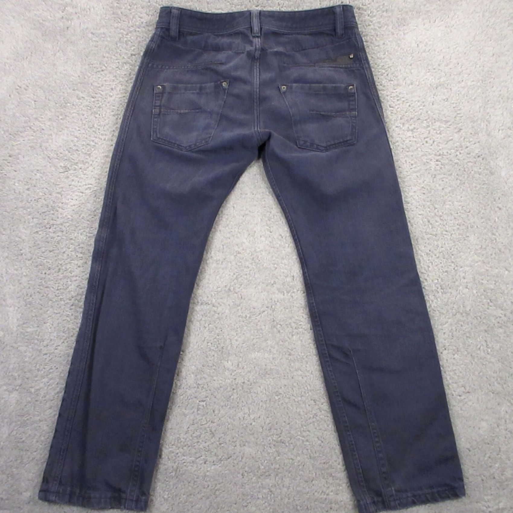 Diesel Diesel Darron Jeans Slim Tapered Regular 30x28 Blue Denim Mens 5-Pocket Belt Loops Inseam 28" Hemmed Dark Wash Denim Jeans Size US 30 / EU 46 - 7 Thumbnail