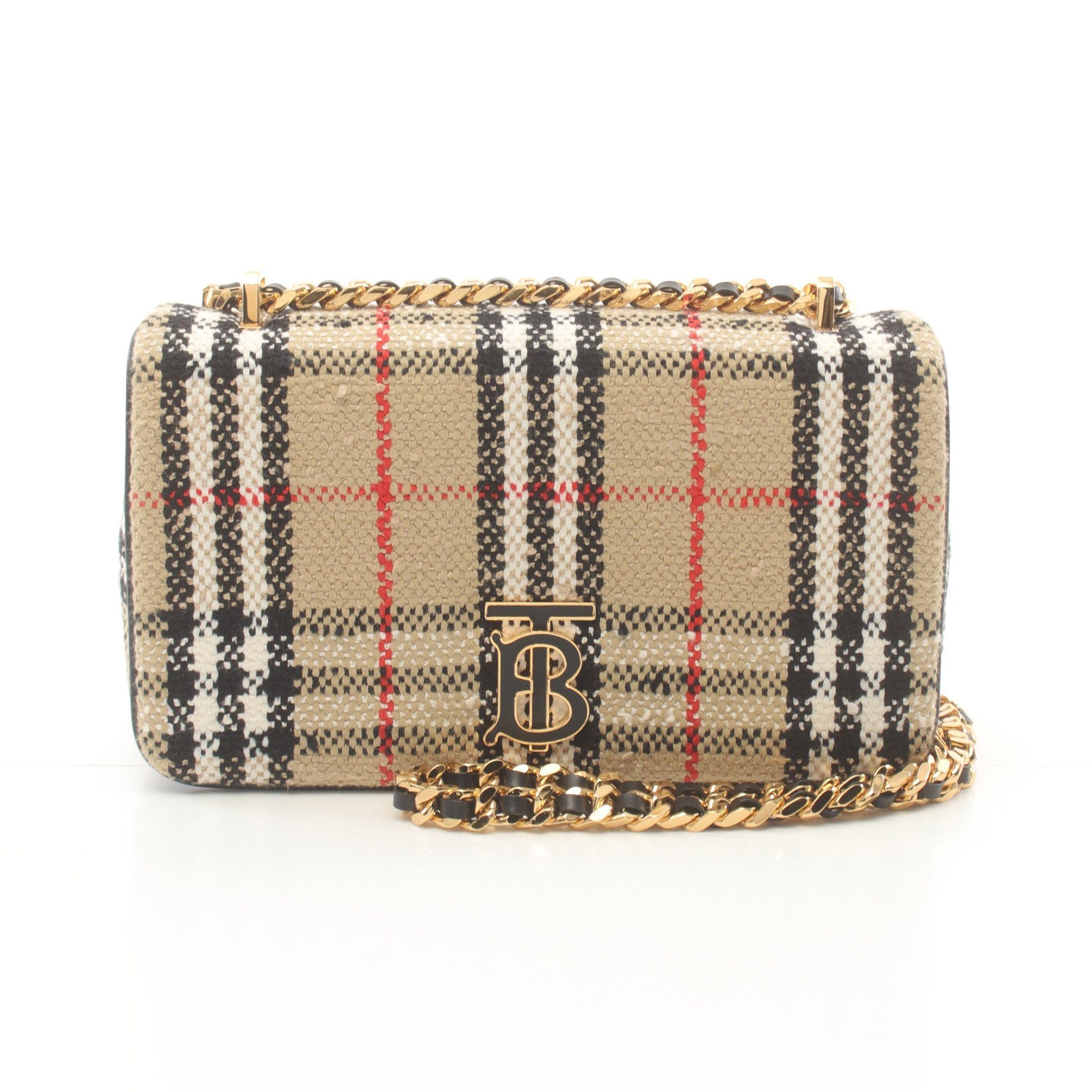 Burberry Burberry Lola Check Chain Shoulder Bag Canvas Leather Beige Black Multicolor Size ONE SIZE - 1 Thumbnail