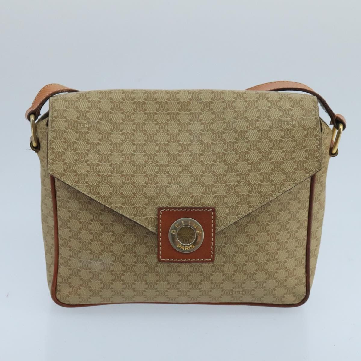 Celine CELINE Macadam Canvas Shoulder Bag Beige Gold Size ONE SIZE - 2 Thumbnail