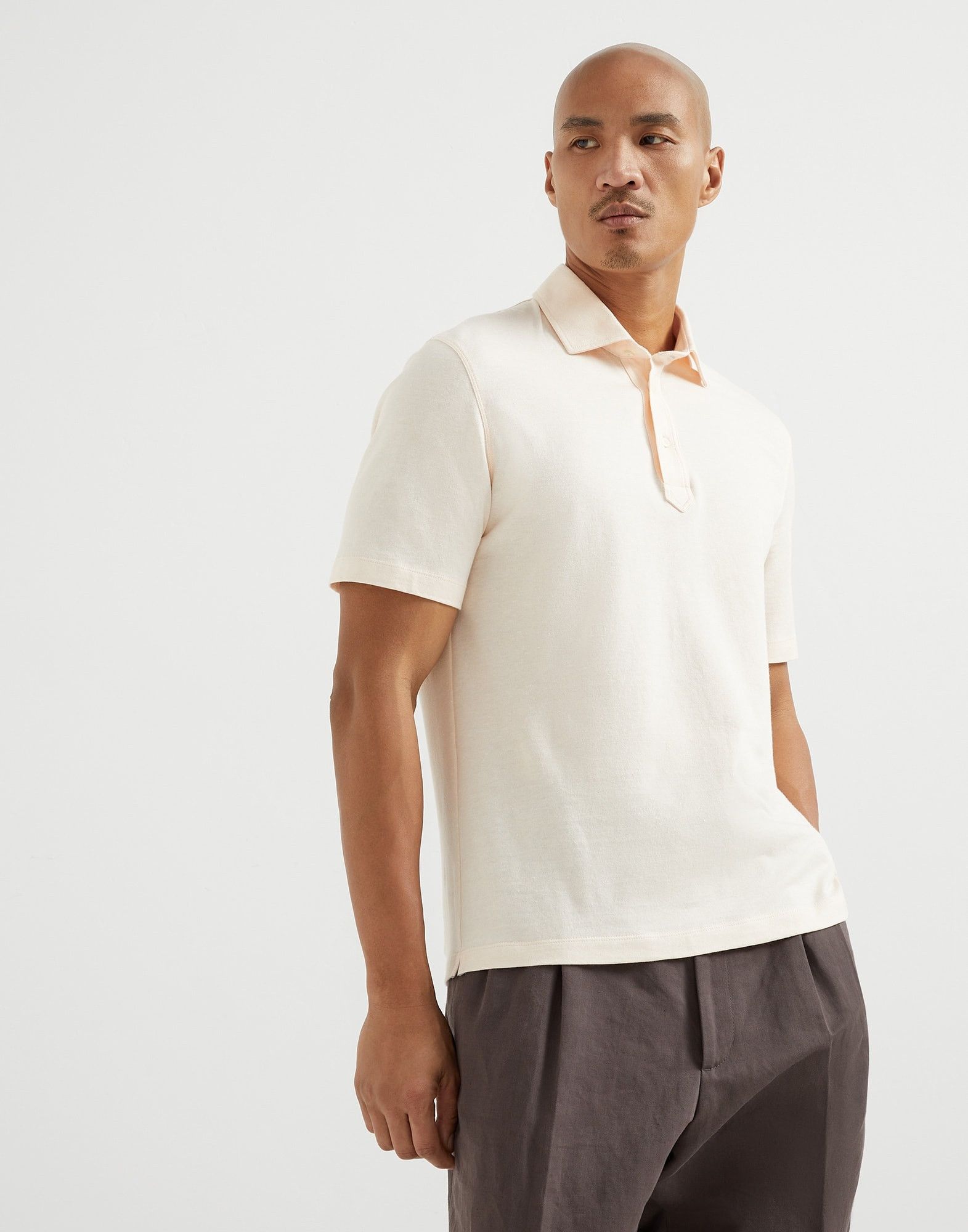 Brunello Cucinelli o1la1rc1a0426 Piqué Polo T-Shirt in Apricot Size US S / EU 44-46 / 1 - 1 Thumbnail