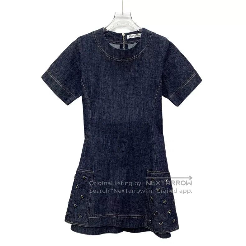 Dior Dior Dark blue heavy industry rhinestone embroidery cotton Size XS / US 0-2 / IT 36-38 - 1 Thumbnail