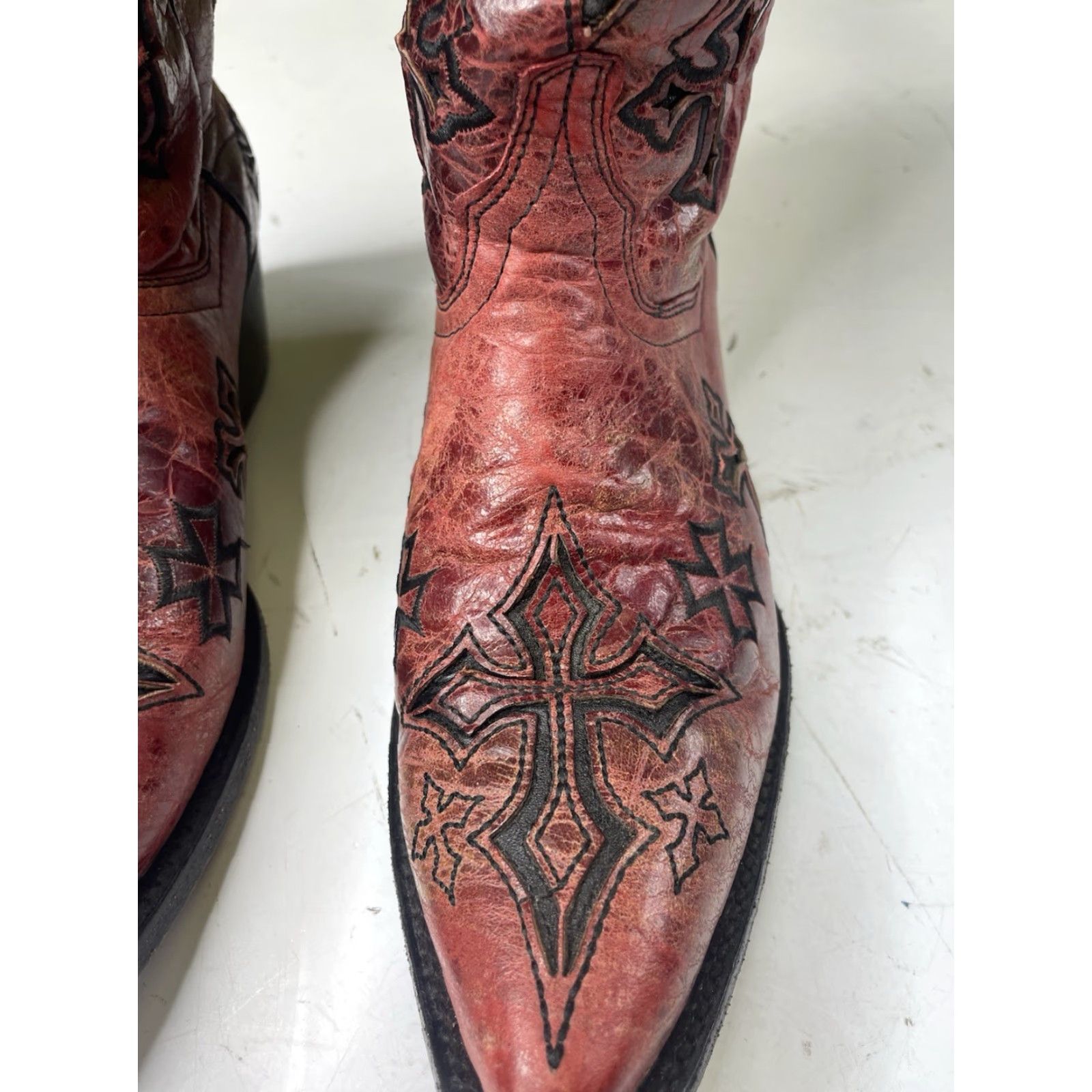 Vintage COWBOY PRO WOMENS BOOTS Western Women Sz 10 Red Leather Pointed Toe Cowgirl Y2K Girl Cowboy Pro Brand Shoes Size US 10 / IT 40 - 7 Thumbnail