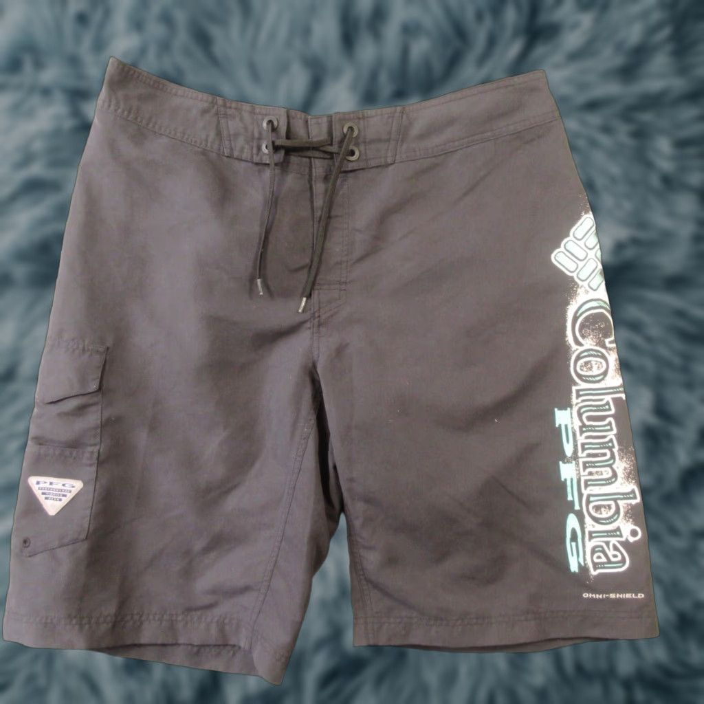 Vintage Columbia Board Shorts Mens 34 Black PFG Quick Dry Drawstring Pockets Surfing Size US 34 / EU 50 - 1 Thumbnail