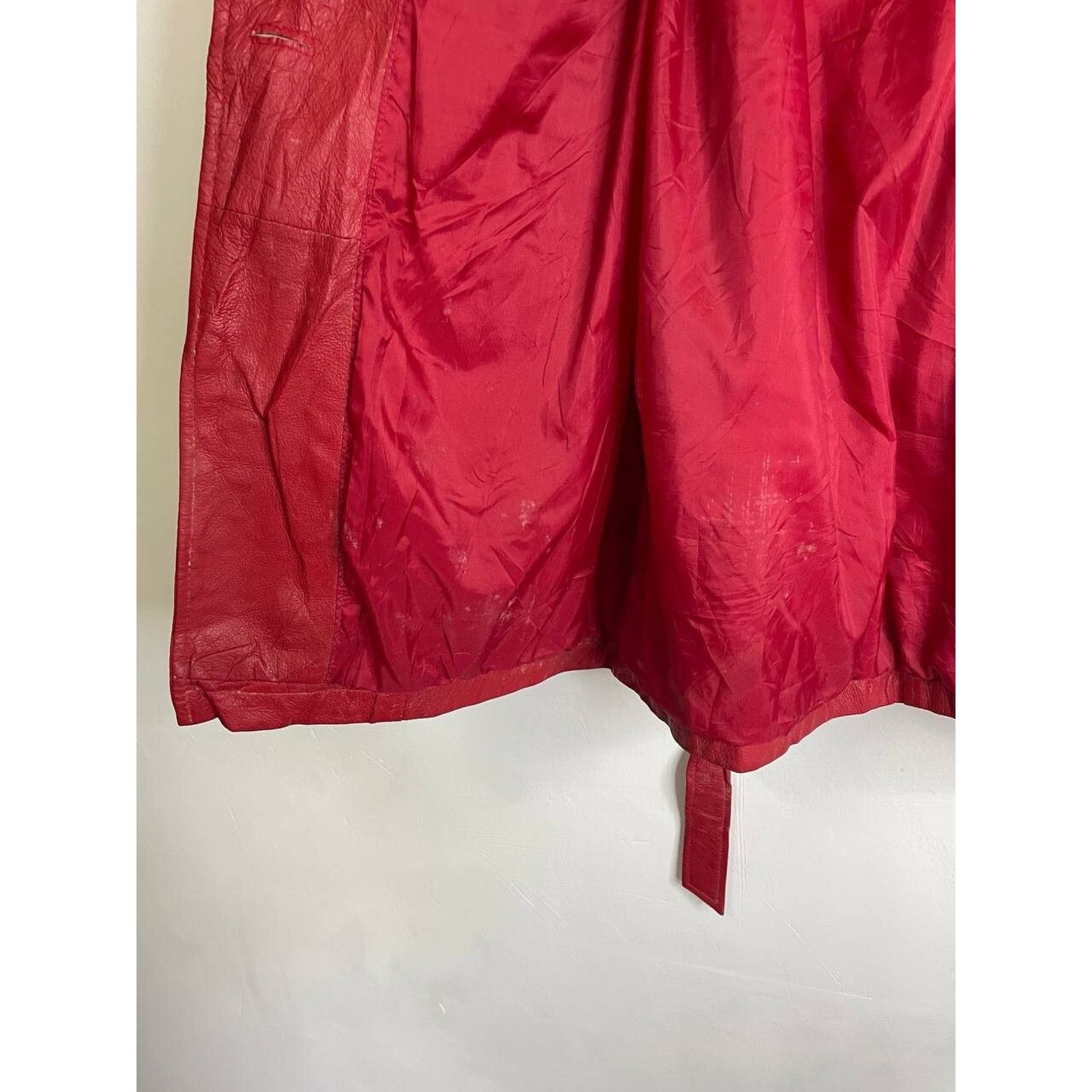 Leather × Vintage Vintage 90s Red Genuine Leather Trench Coat Small Jacket Size S / US 4 / IT 40 - 10 Thumbnail