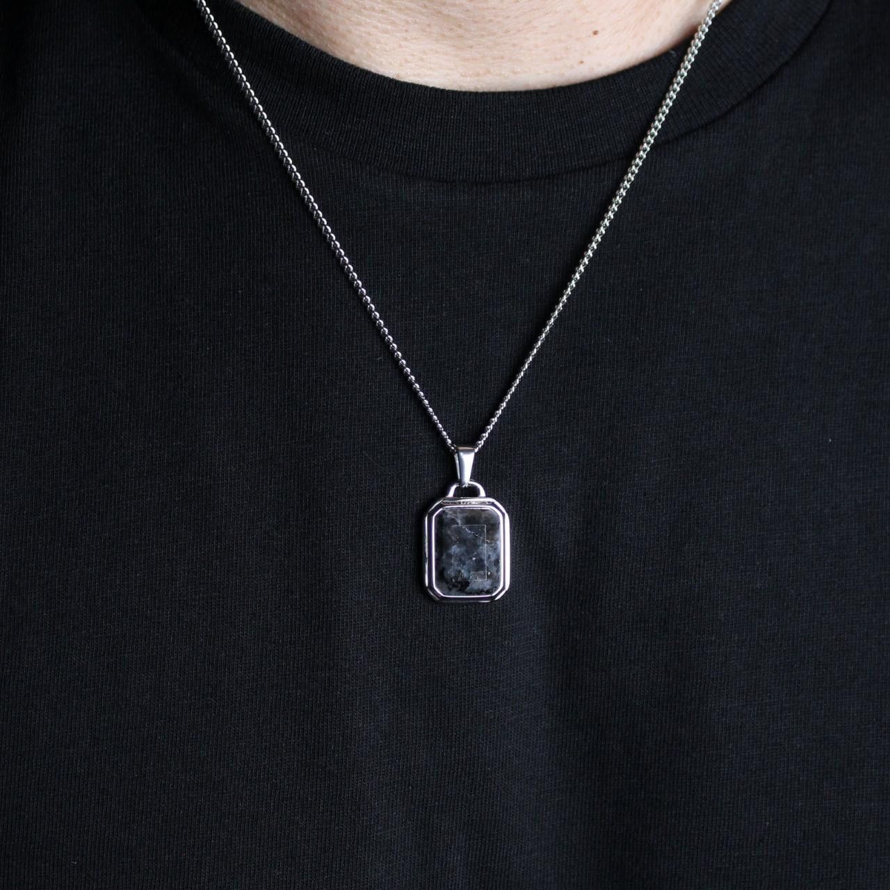 Jewelry Silver Pendant Set - Compass, Spectrolite Stone, Trident Size ONE SIZE - 5 Thumbnail