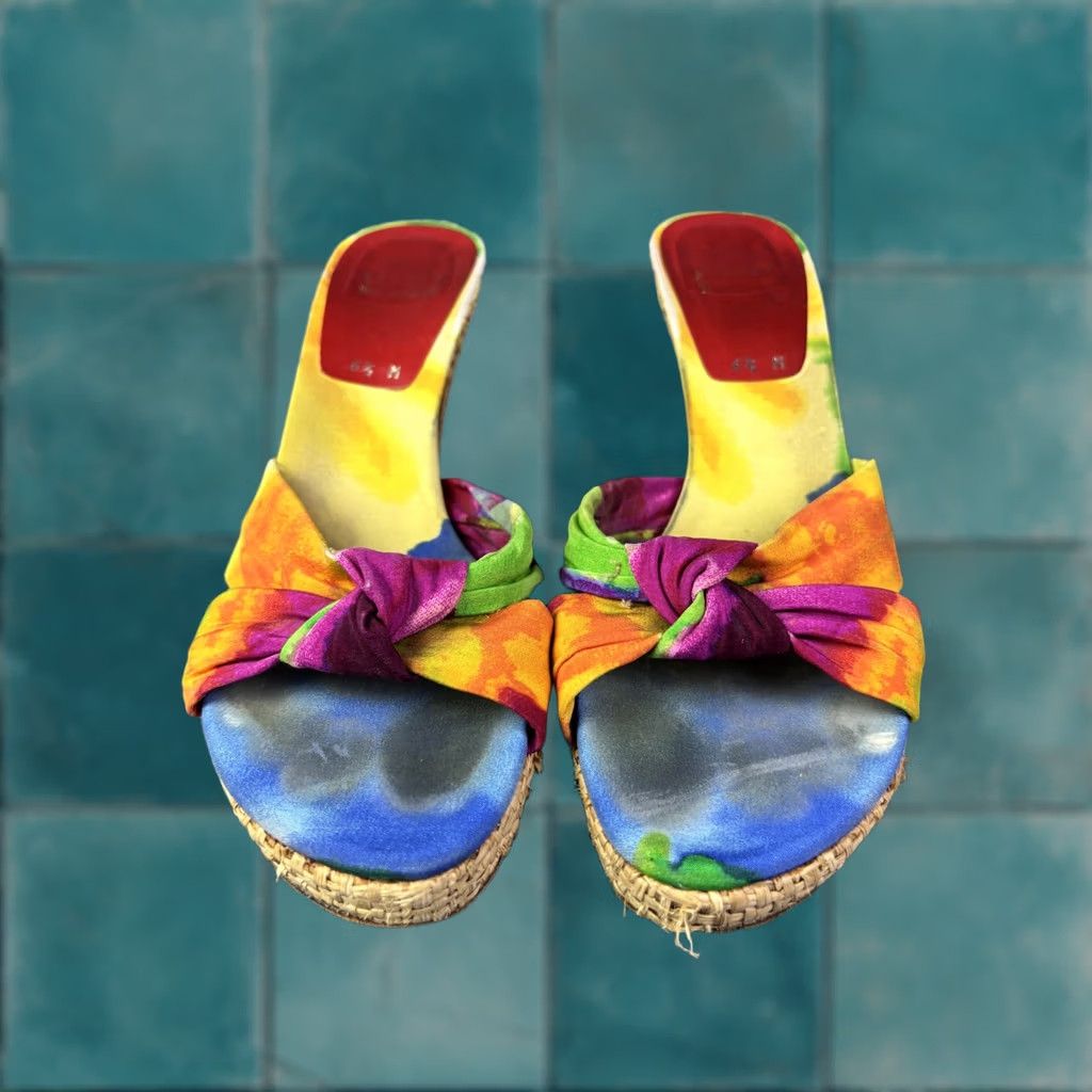 Stuart Weitzman Stuart Weitzman Sandals Womens 6.5 Multicolor Tie Dye Espadrille Bow Heels Size US 7 / IT 37 - 1 Thumbnail