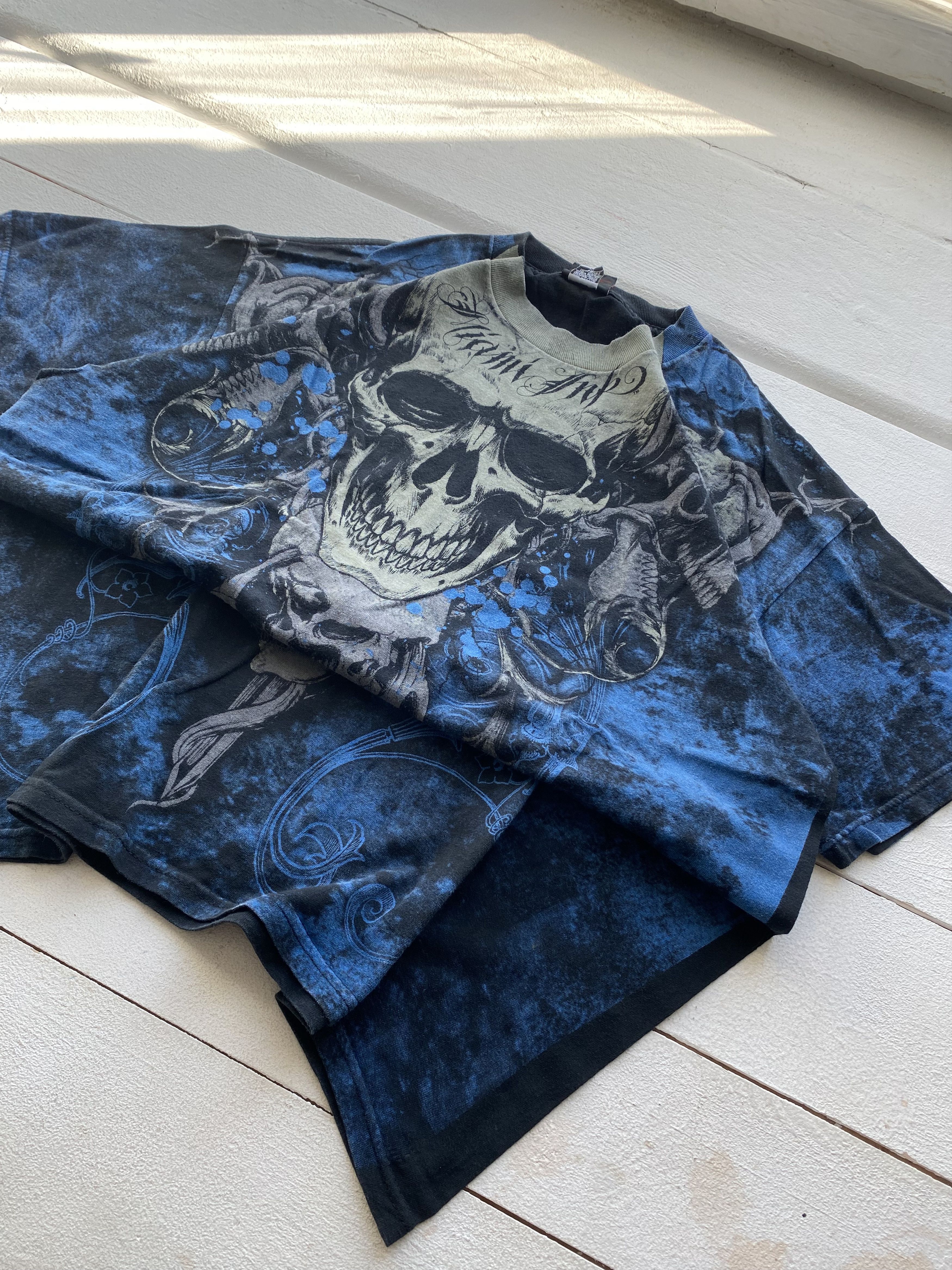 Vintage 00s Miami Ink Gothic Opium Skull Hardy Overprint Shirt Size US XL / EU 56 / 4 - 2 Thumbnail