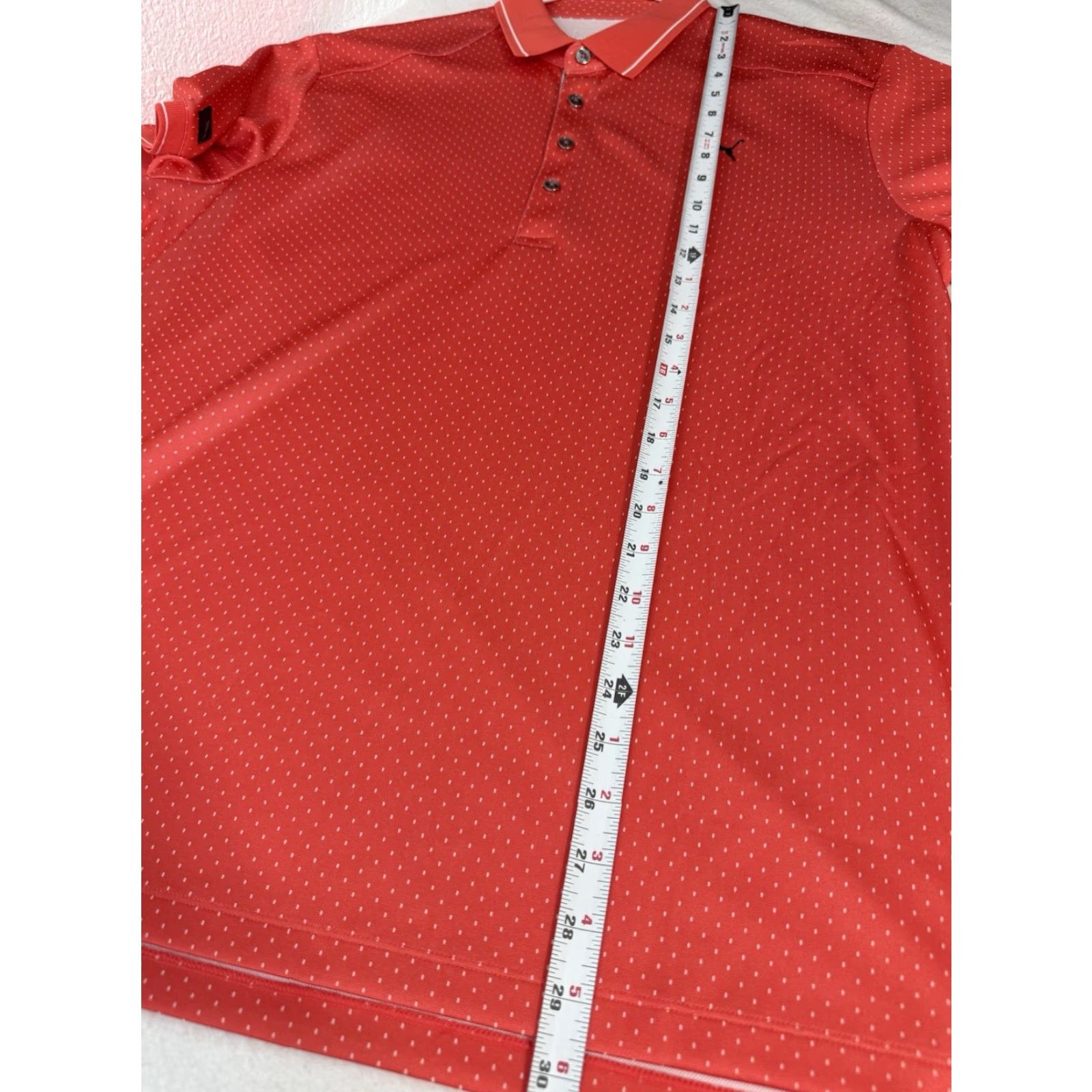Puma Puma Polo Shirt Men XL Pink Salmon Dot Baseball-Style Polo Shirt For Golf, Beach, Driving - Puma Sportlifestyle Beach & Golf Polo Mens XL Pink Size US XL / EU 56 / 4 - 2 Thumbnail