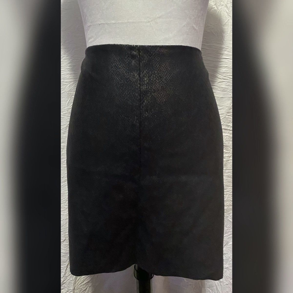 Vintage Retro, Britt Ryan, Black, Faux Snake Skin, Mini Skirt Size 28" / US 6 / IT 42 - 5 Thumbnail