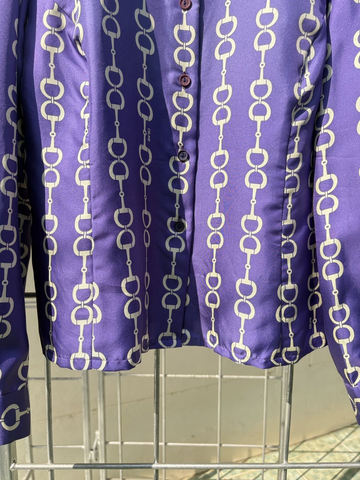 Celine Celine horsebit purple silk shirt Size M / US 6-8 / IT 42-44 - 8 Thumbnail