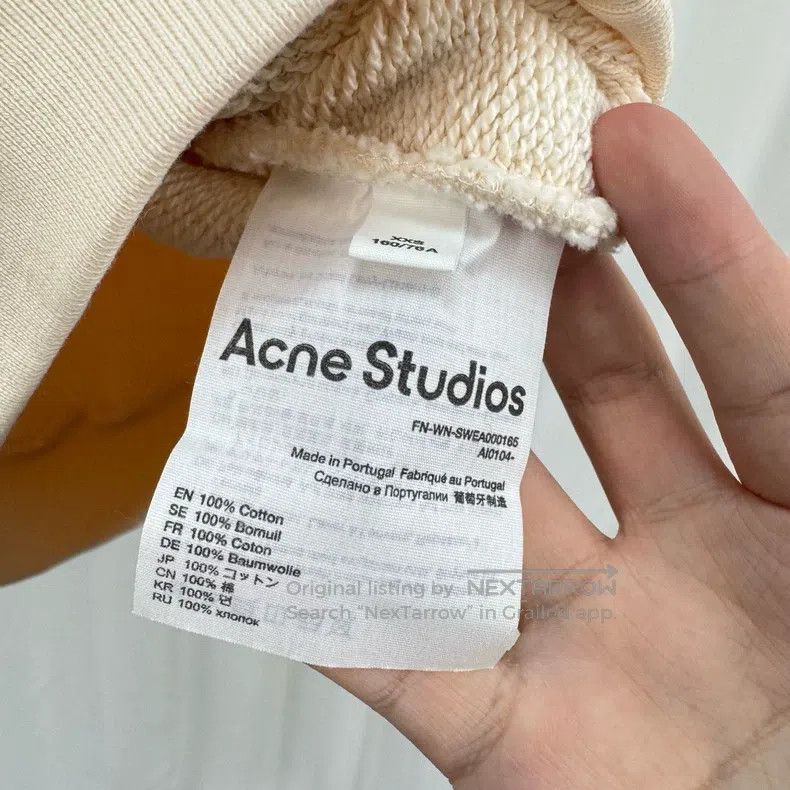 Acne Studios Acne Studios Beige water-washed print hooded sweatshirt Size US XXS / EU 40 - 6 Thumbnail