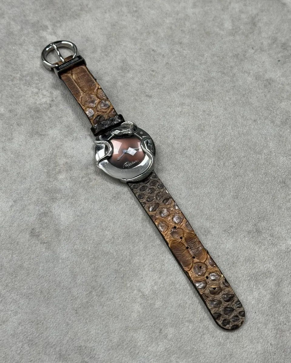Roberto Cavalli Roberto Cavalli Brown Leather Snake Silver Watch Size ONE SIZE - 2 Thumbnail