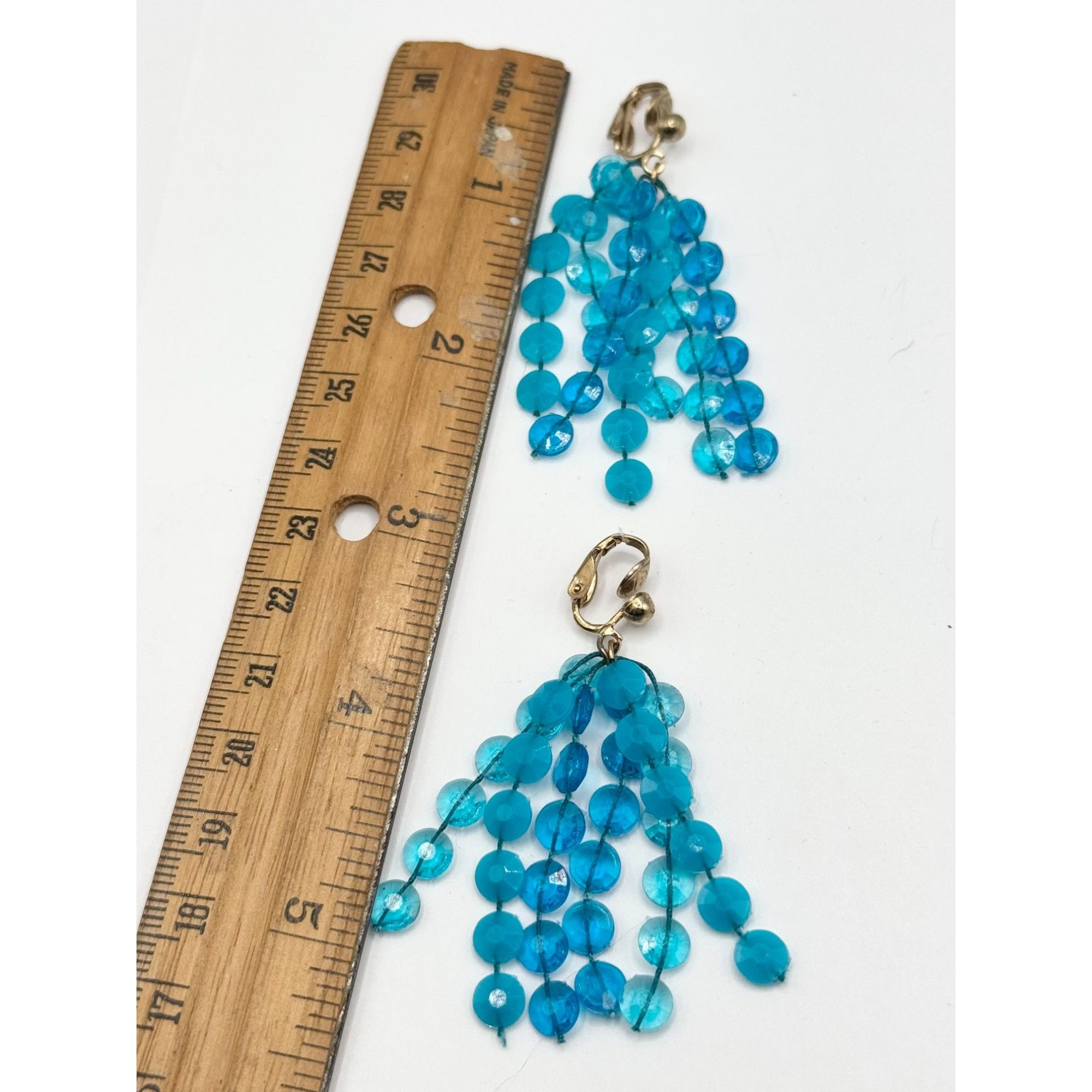 Vintage Vintage blue plastic tassel dangle earrings Size ONE SIZE - 5 Thumbnail
