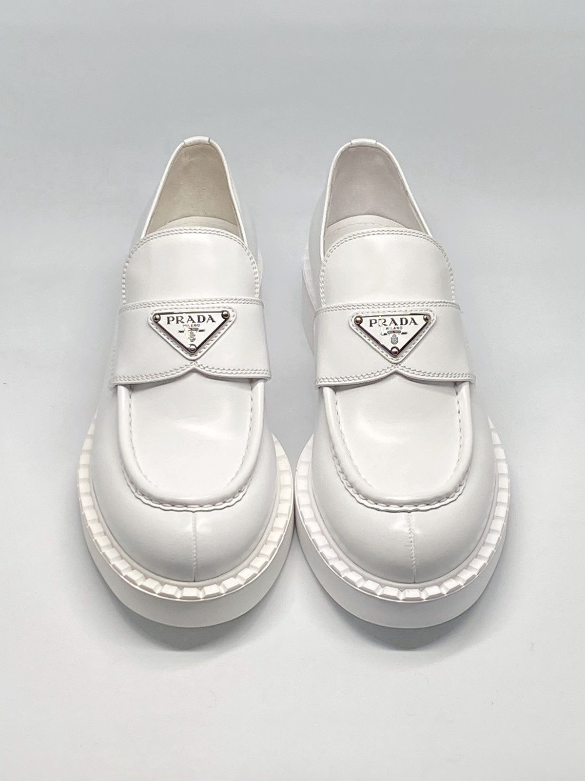 Prada Prada Spazzolato Logo Platform Leather Loafers size 39.5 Size US 9.5 / IT 39.5 - 3 Thumbnail