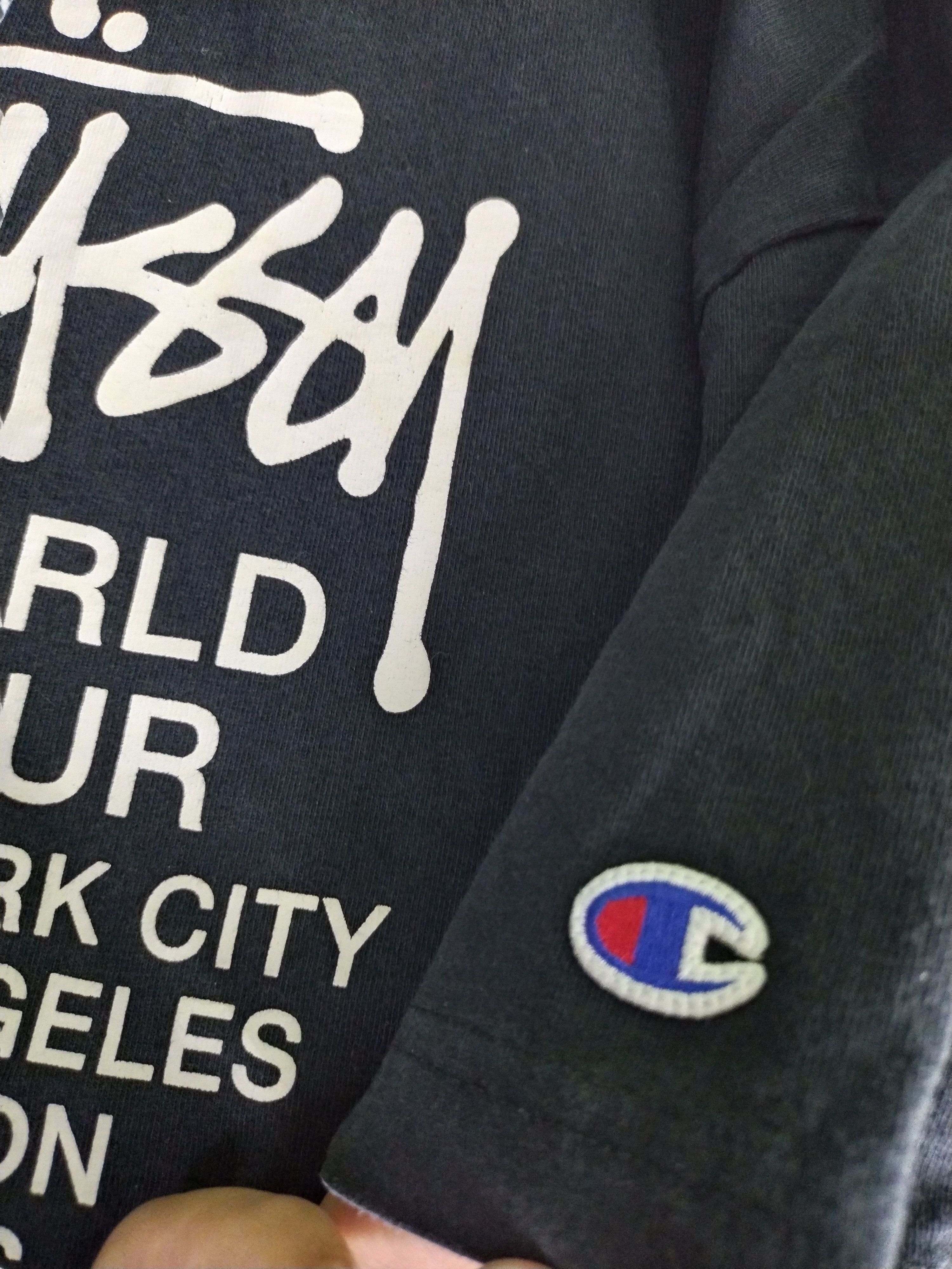 Champion × Stussy Vintage Stussy x Champion World Tour Black Tee Size US M / EU 48-50 / 2 - 5 Thumbnail