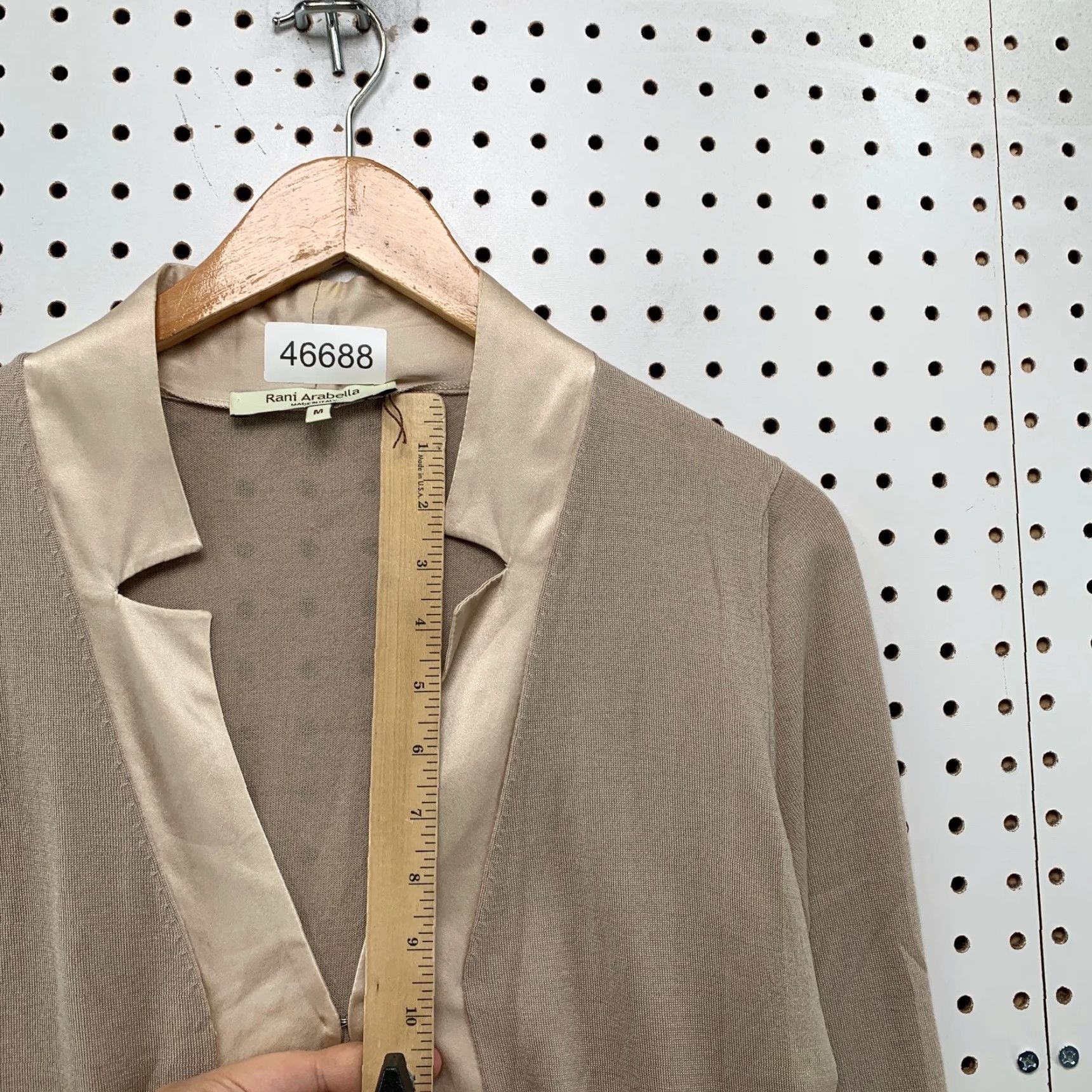 Vintage Rani Cardigan Womens Medium Beige Open Italy Cashmere Silk Wool Knit Open - V-Neck Casual Sweater Size M / US 6-8 / IT 42-44 - 7 Thumbnail