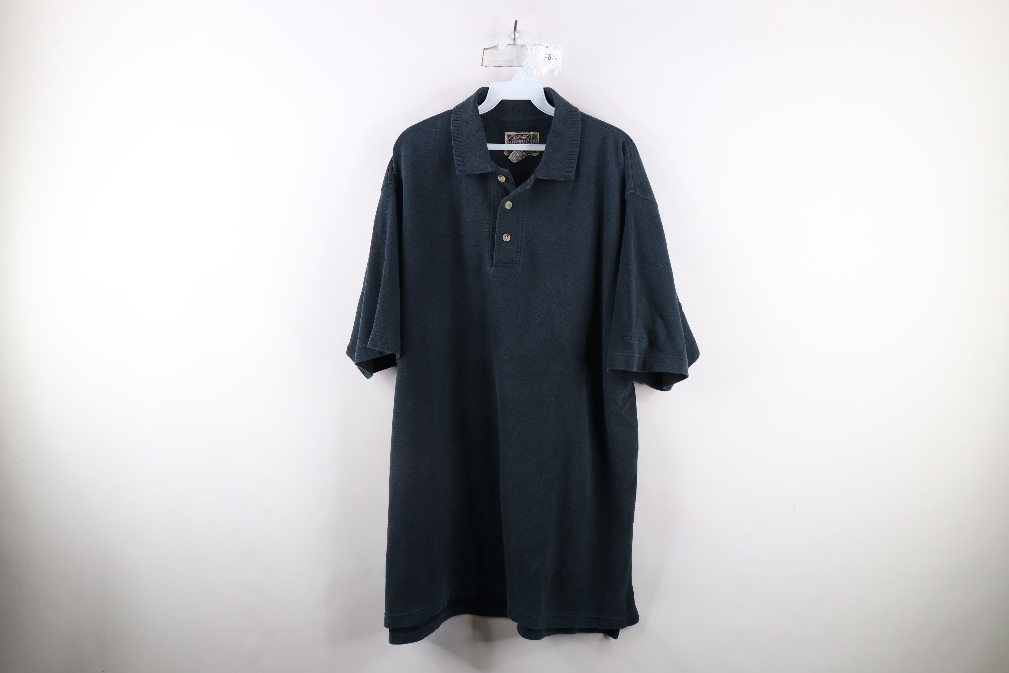Vintage Vintage 90s Streetwear Baggy Fit Ribbed Knit Polo Black Size US L / EU 52-54 / 3 - 1 Thumbnail