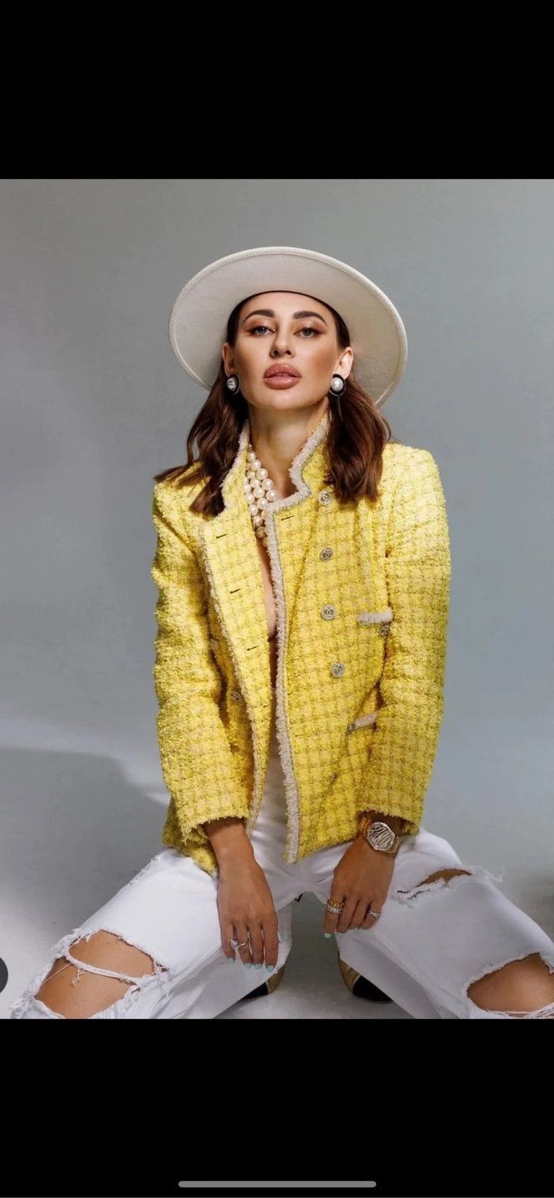 Chanel Chanel Chick yellow stand-up collar tweed jacket 2504-Nexta Size M / US 6-8 / IT 42-44 - 6 Thumbnail
