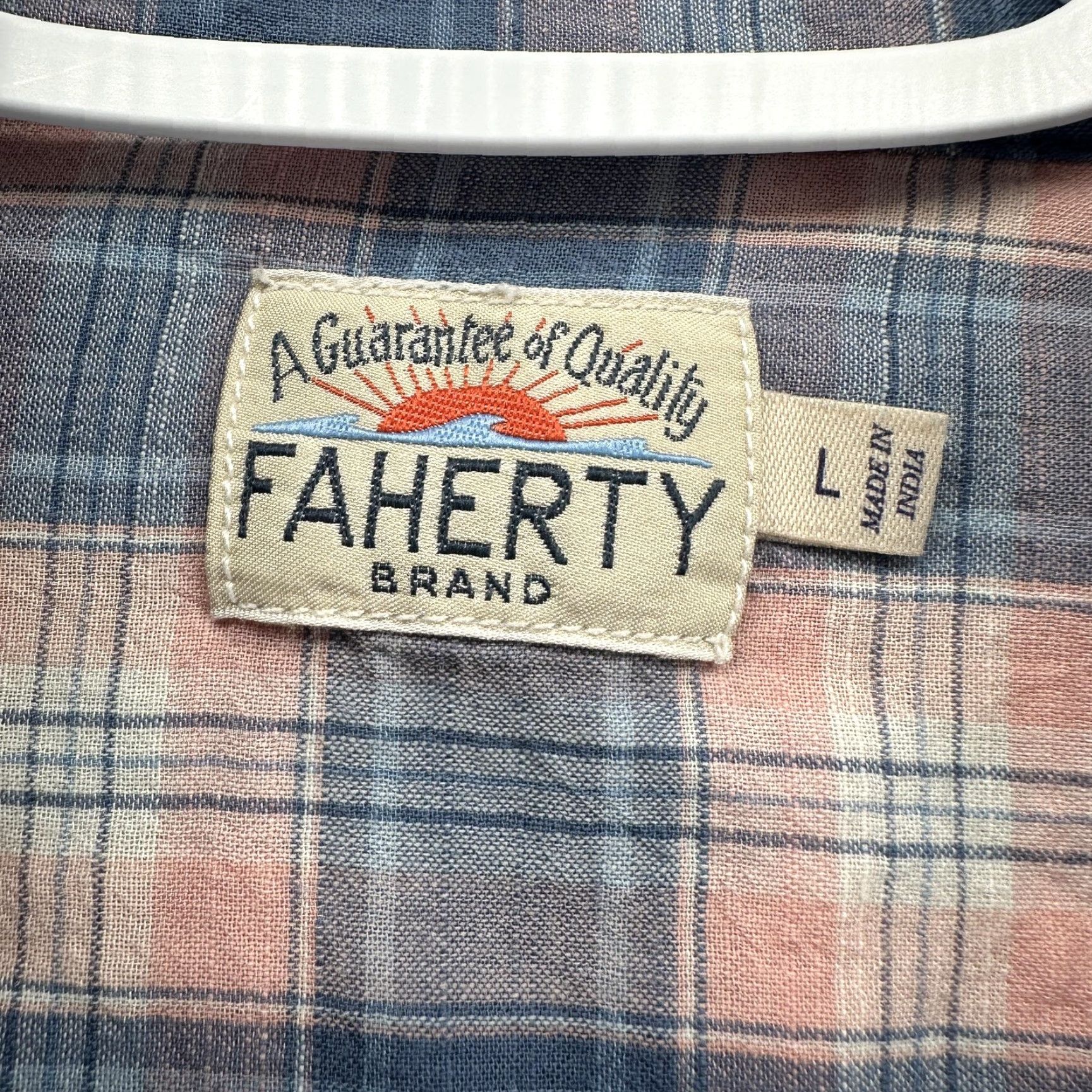 Faherty Faherty Shirt Mens Large Blue Pink Plaid Button Front Cotton Casual Long Sleeve Size US L / EU 52-54 / 3 - 3 Thumbnail