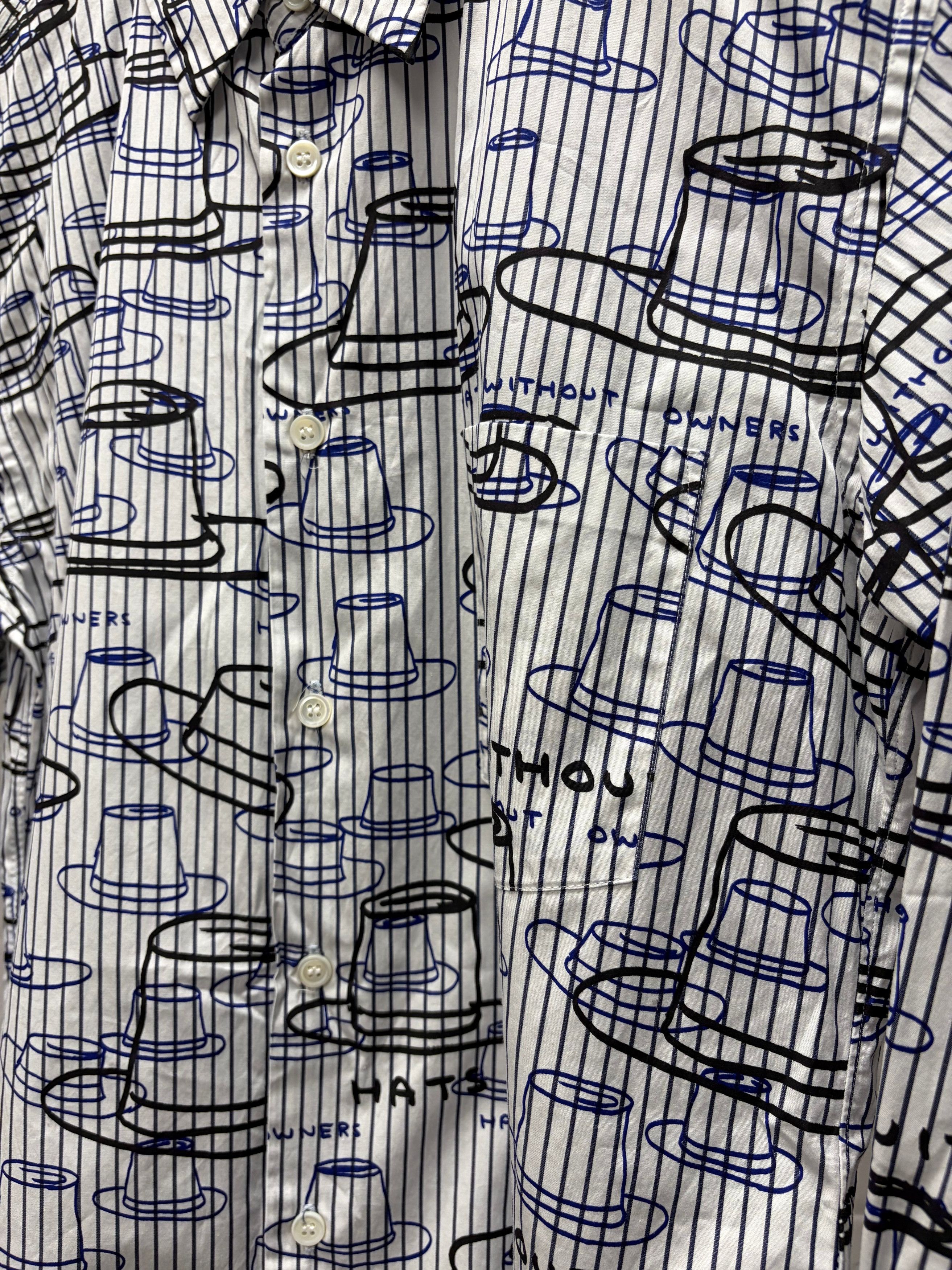 Comme des Garcons 2021 Comme Des Garçons Homme Deux ‘Hats Without Owners’ Pinstripe Shirt Size US S / EU 44-46 / 1 - 2 Thumbnail