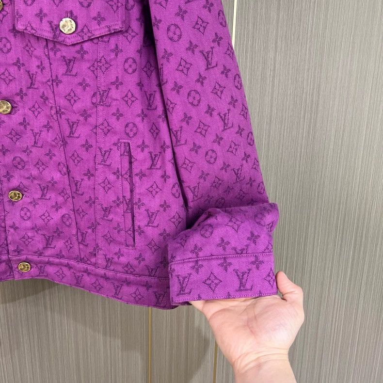 Louis Vuitton LOUIS VUITTON Purple presbyopic full print denim jacket 250 Size US L / EU 52-54 / 3 - 3 Thumbnail