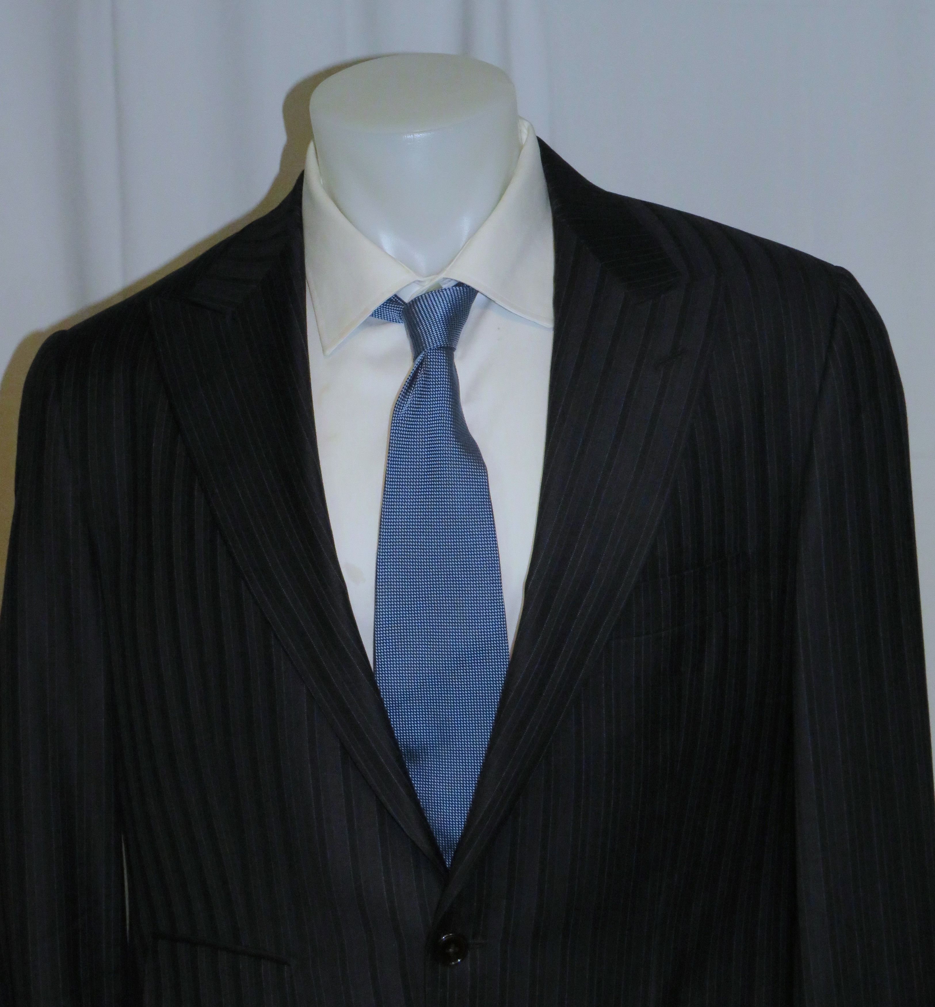 Other Marcello Vero Navy Striped Silk Blend Two Button Suit 43R Size 40R - 4 Thumbnail