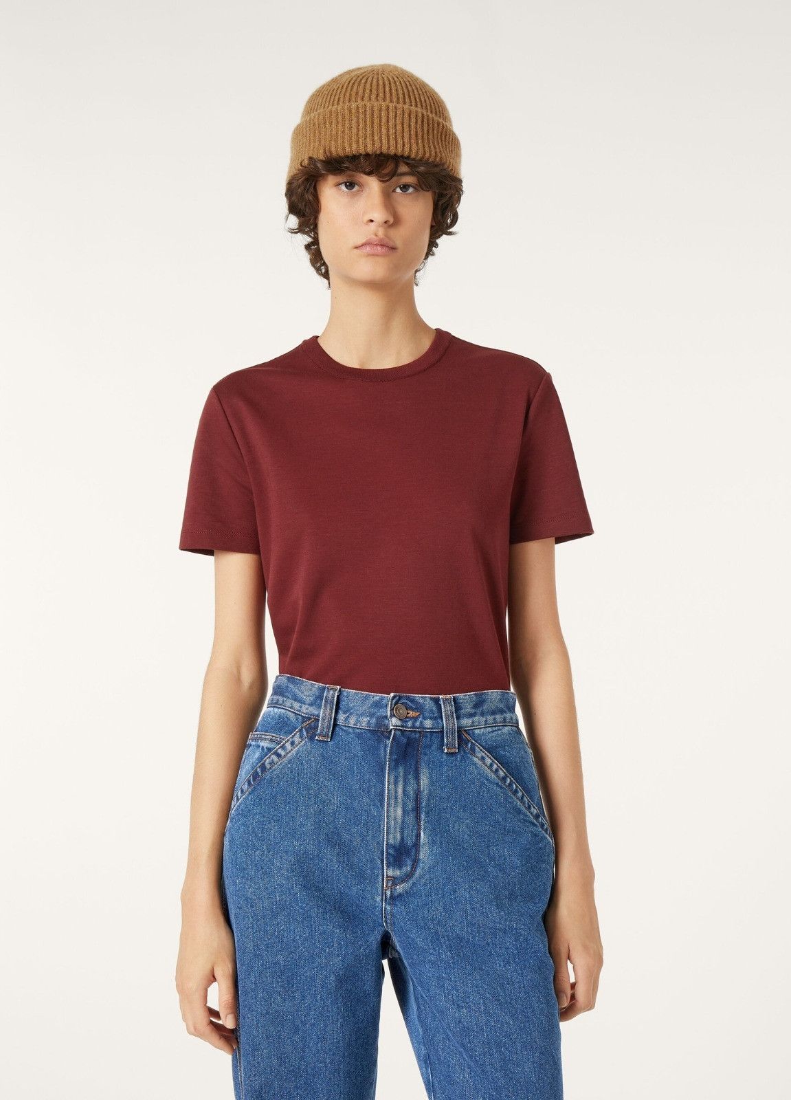 Loro Piana o1srvl11e0526 FAO5498 My-T T-Shirt in Burgundy Size XS / US 0-2 / IT 36-38 - 4 Thumbnail