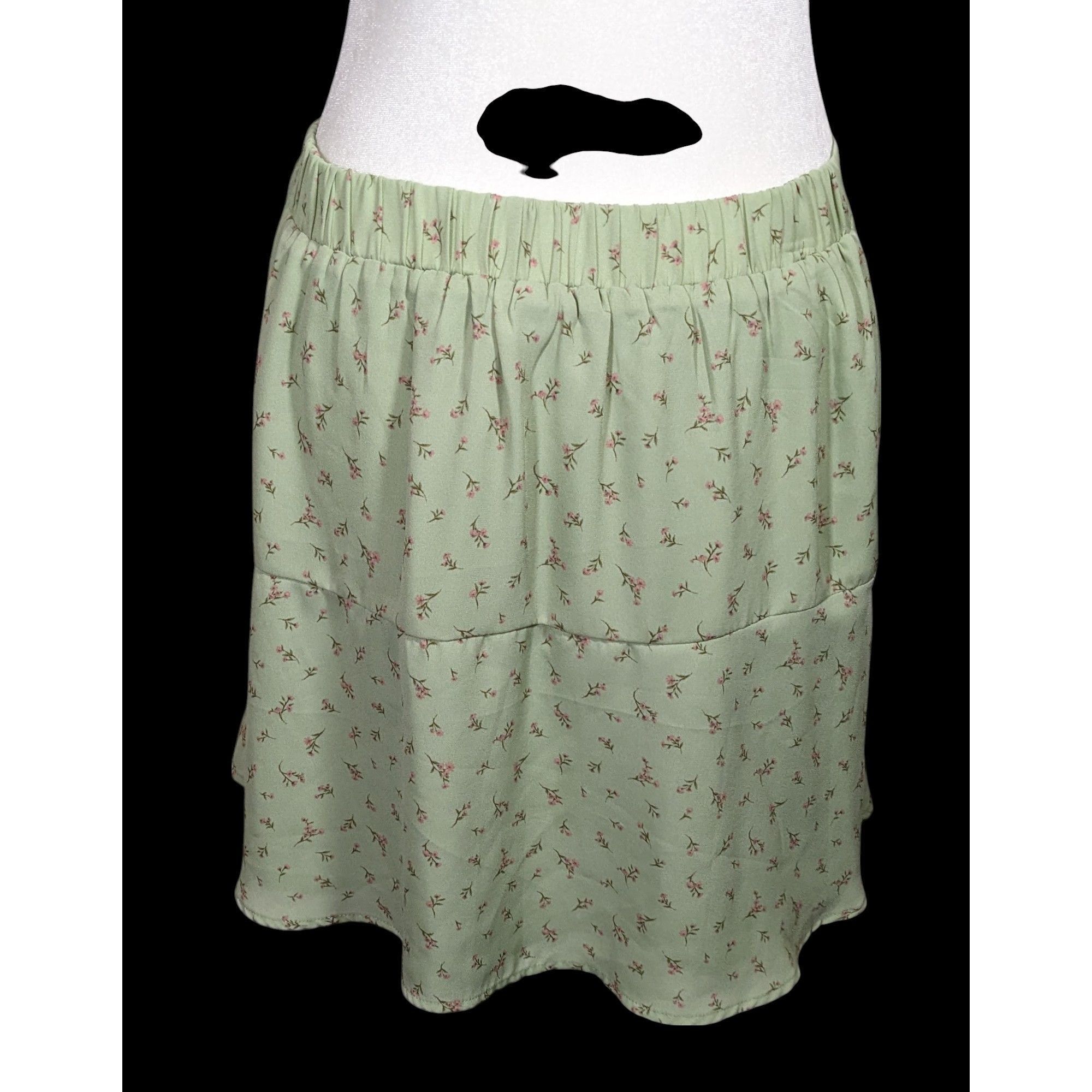 Other Paper Crane Cottagecore Green Floral Skirt Size 30" / US 8 / IT 44 - 3 Thumbnail