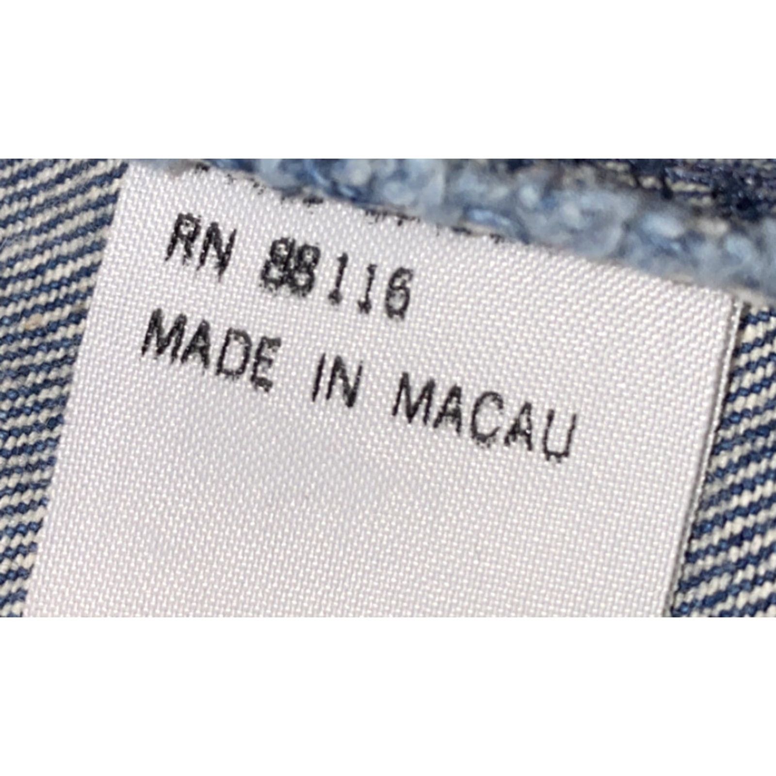 Denime SHARUI JEAN JACKET Shirt Men M Blue Denim Silver City Las Vegas 2 Buttons Only Casual Vintage-Inspired Size US 31 - 7 Thumbnail