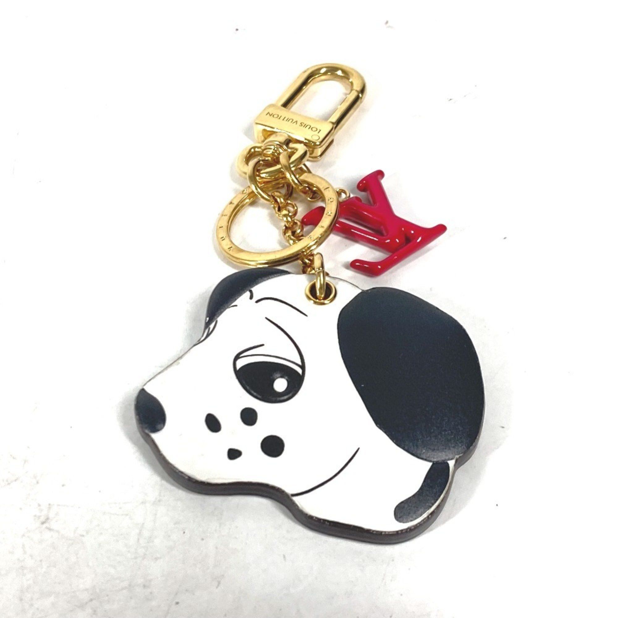 LOUIS VUITTON M01967 Dog Dalmatian Keychain Animogram Bag Charm Leather Men's Women's White
