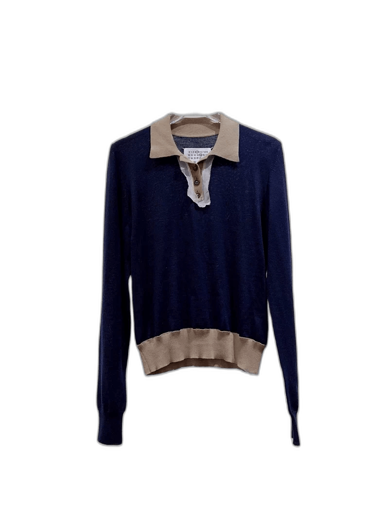 Maison Margiela MM6 Margiela Knitted Top in Dark Blue-2506 Size S / US 4 / IT 40 - 1 Thumbnail