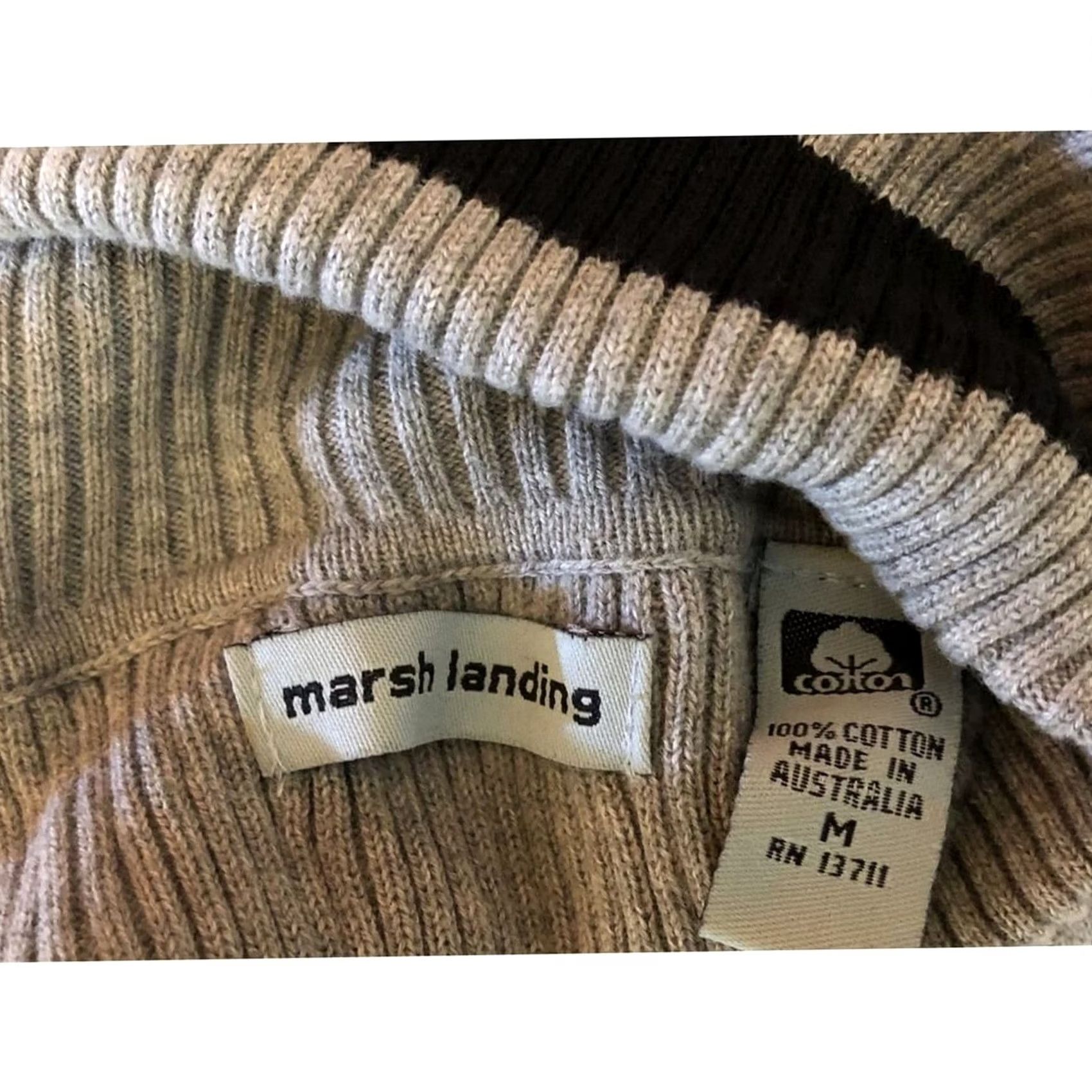 Vintage Marsh Landing Turtleneck Sweater M Gray/blk Stripe LongSleeve Cotton Minimalist Size M / US 6-8 / IT 42-44 - 4 Thumbnail