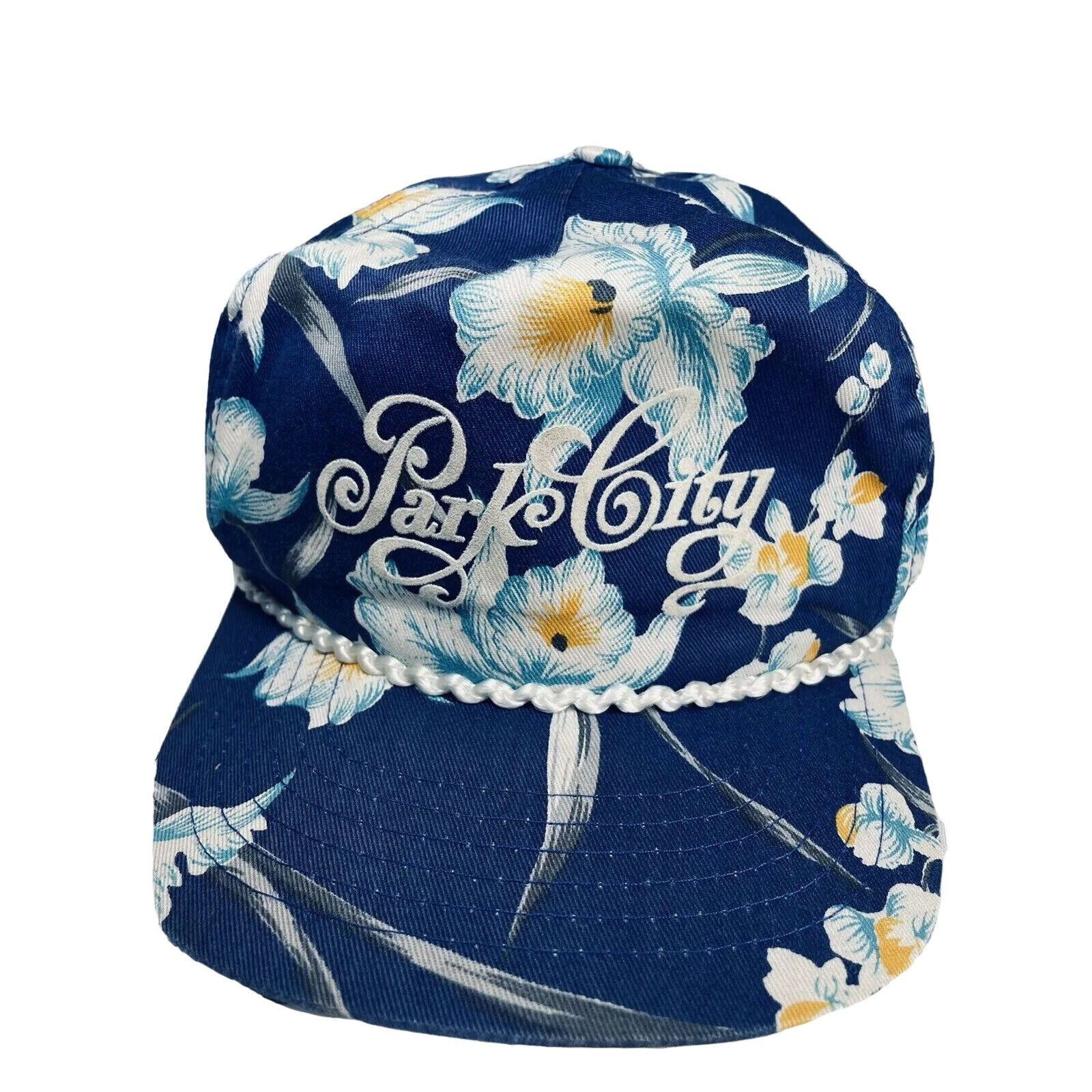 Vintage Park City San Sun Tropical Hawaiian Orchid Baseball Hat Blue Size ONE SIZE - 2 Thumbnail