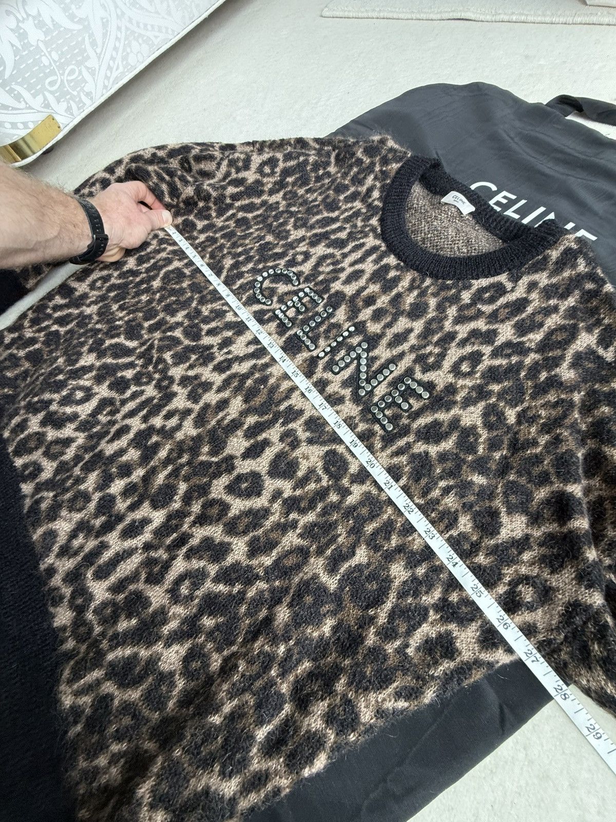 Celine FW22 Celine studded logo sweater Hedi Slimane grail leopard Size US M / EU 48-50 / 2 - 3 Thumbnail